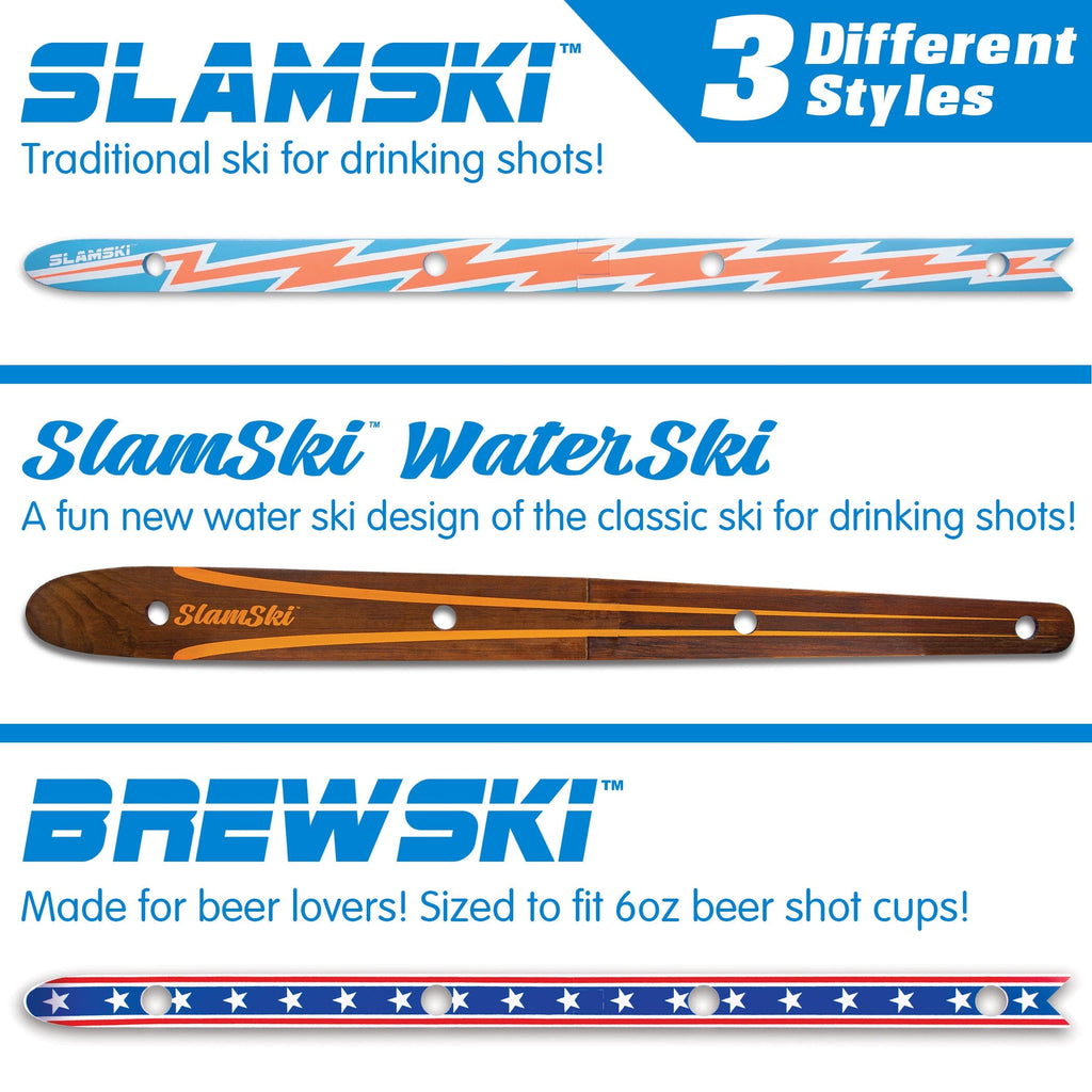 GoPong Das Shotten Ski with 50 Plastic Shot Glasses - Rustic Wood Slamski GoPong 