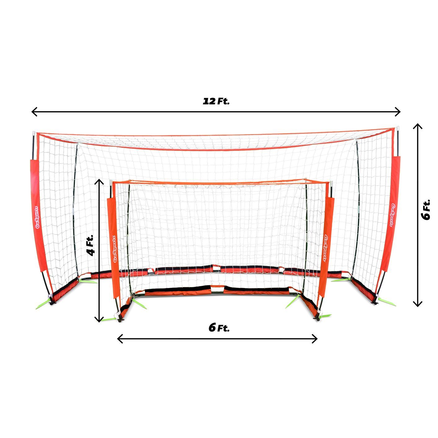 the goal set with a red net and a white net