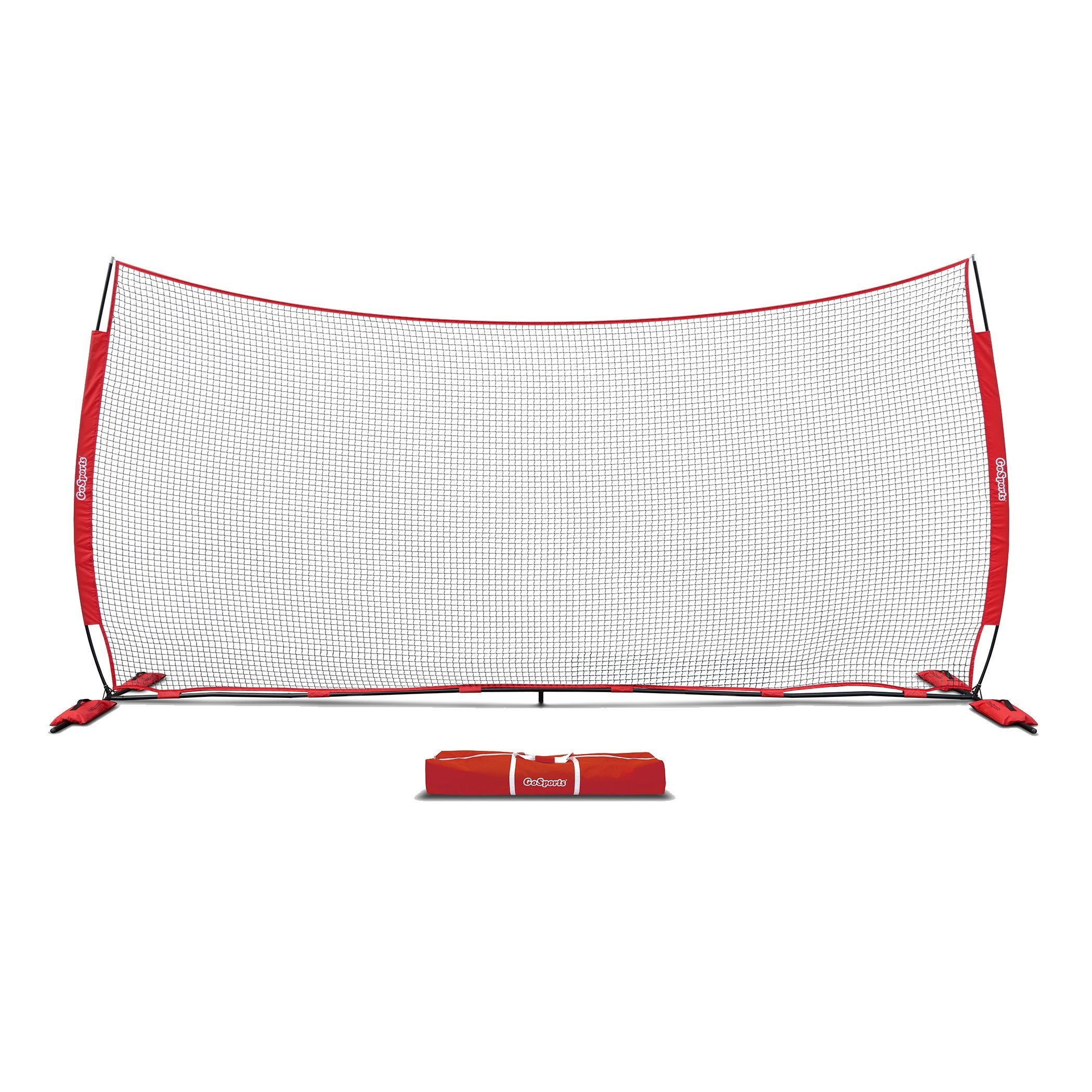 the red and white lacrosse net is shown