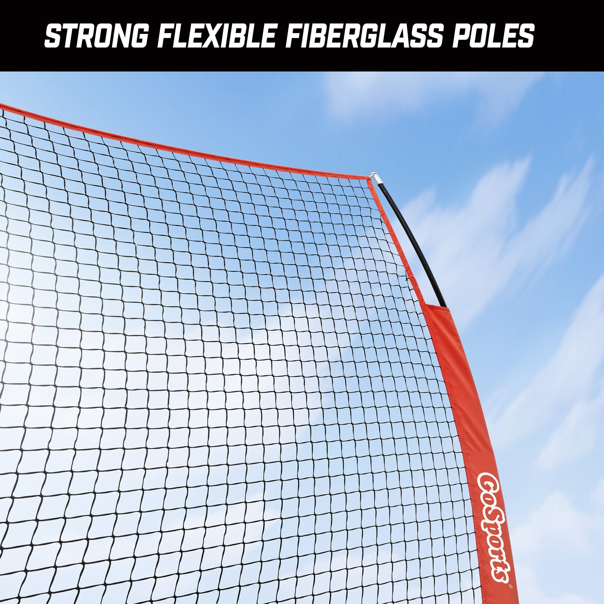 a volleyball net with the words, string flexible volleyball nets
