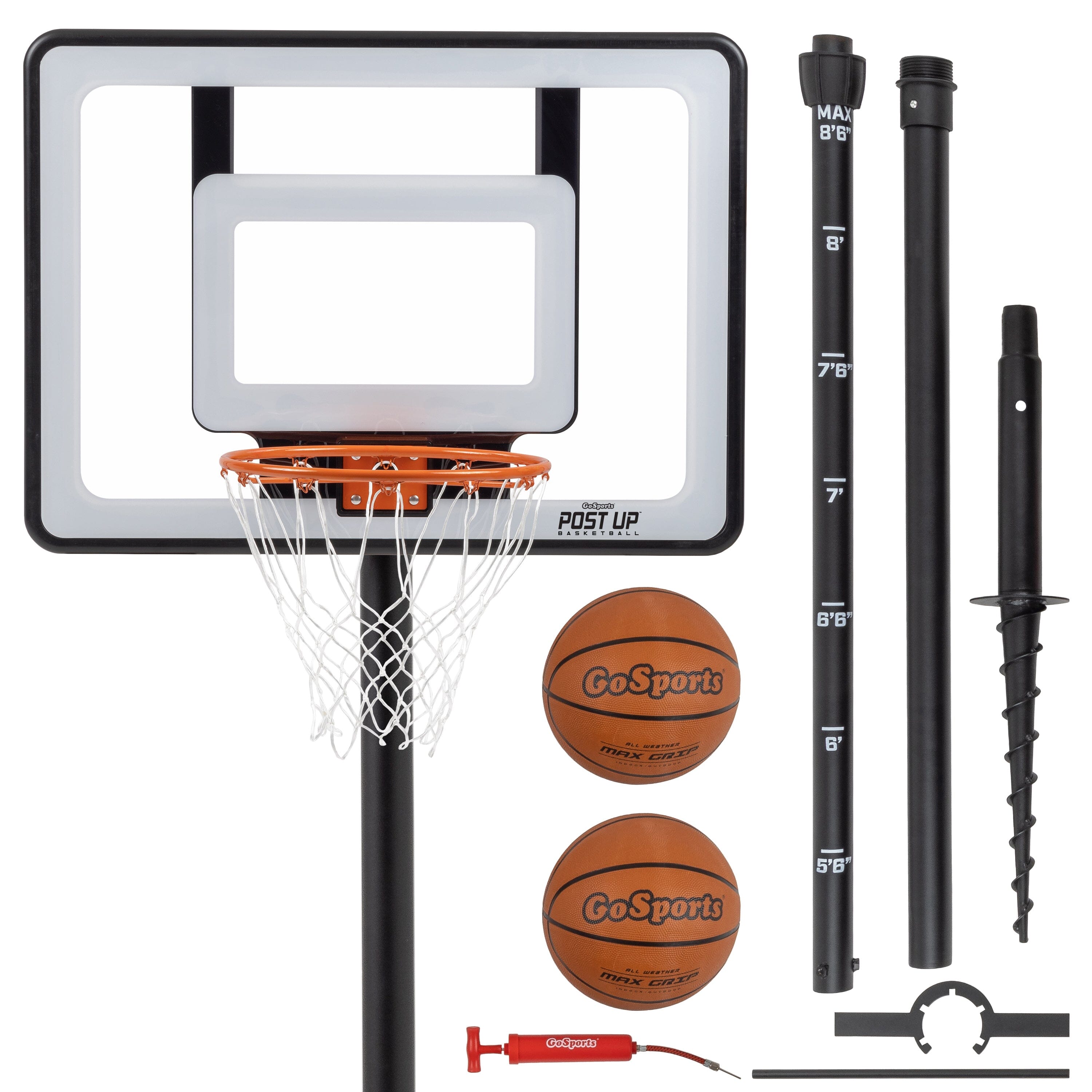 the basketball hoop set includes a basketball hoop, a basketball hoop and a basketball hoop