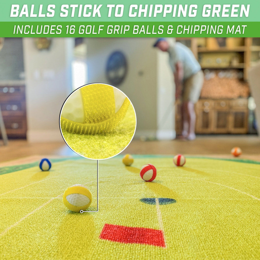 GoSports Chip N’ Stick Golf Game | Includes 1 Chip N’ Stick Game Mat, 16 Grip Golf Balls, and Chipping Mat Golf playgosports.com 