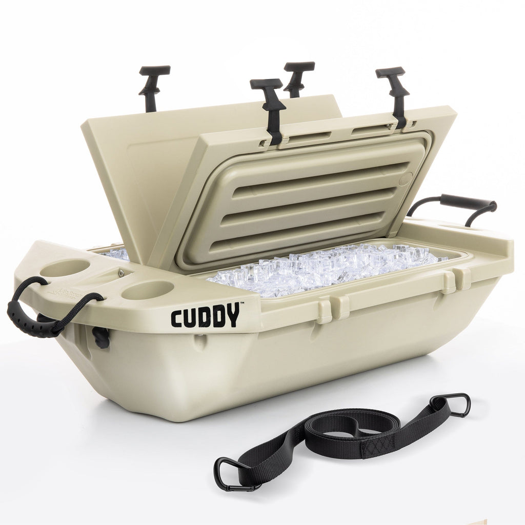 Cuddy Floating Cooler and Dry Storage Vessel – 40QT – Amphibious Hard Shell Design, Tan Playgosports.com 