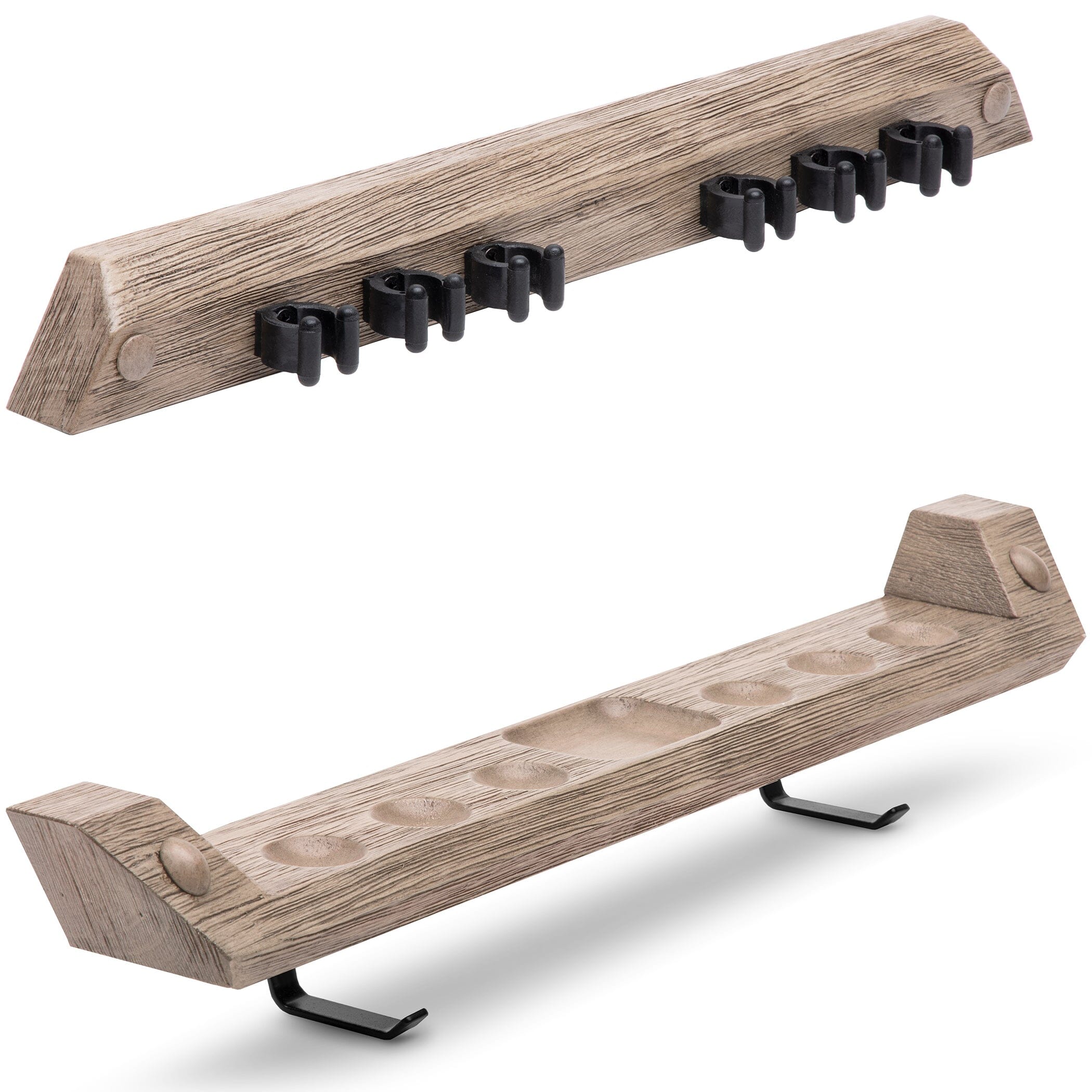 GoSports Wall Mounted Pool Cue Stick Holder Oak