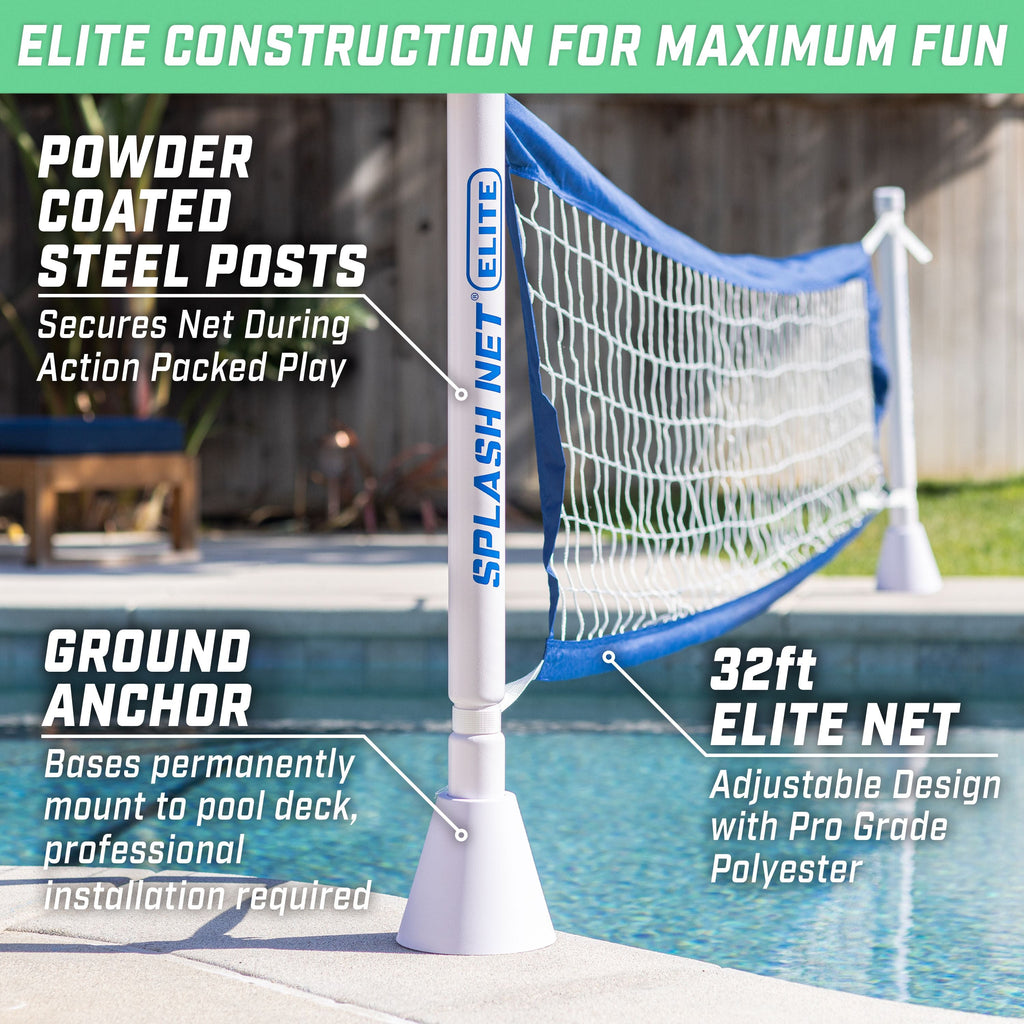 GoSports Deck-Mounted Splash Net ELITE Inground Pool Volleyball Game Volleyball playgosports.com 