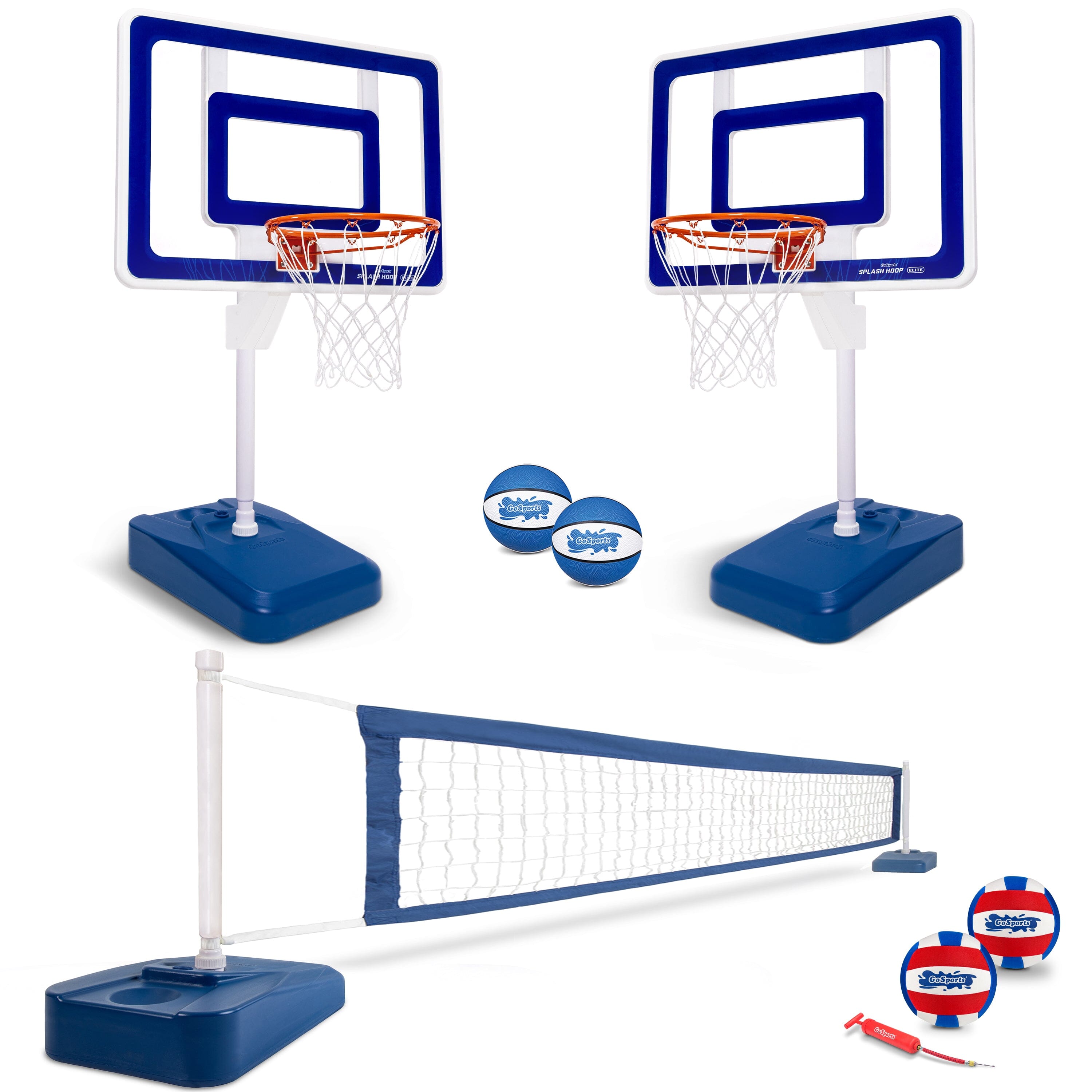 a set of three basketball hoop stands with a basketball net