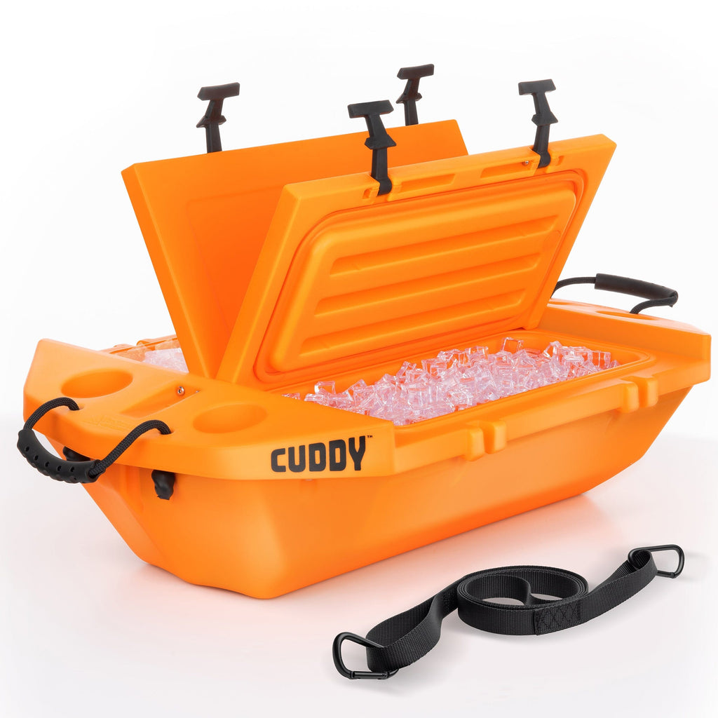 Cuddy Floating Cooler and Dry Storage Vessel – 40QT – Amphibious Hard Shell Design, Orange Playgosports.com 