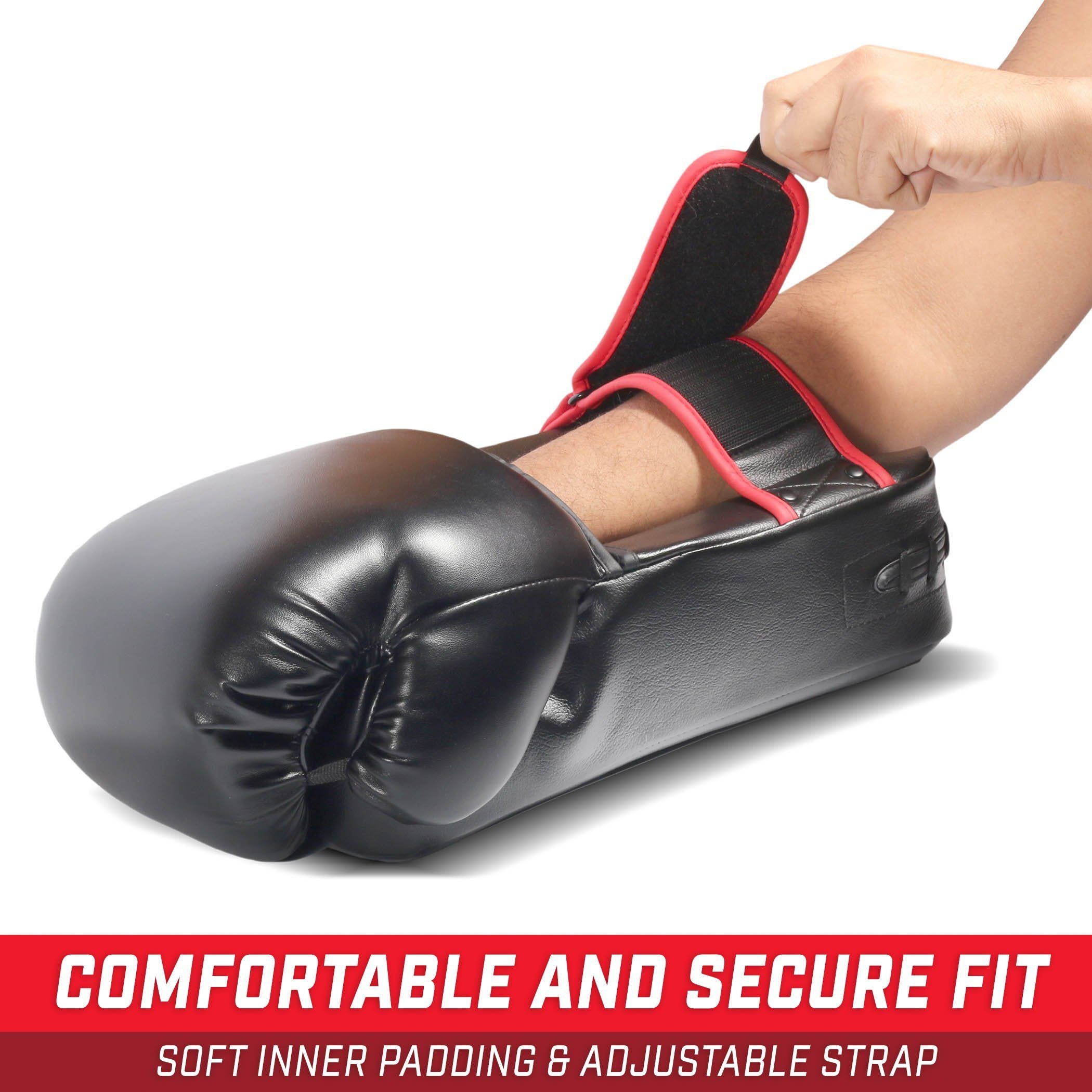 a pair of boxing gloves with a hand holding the wrist