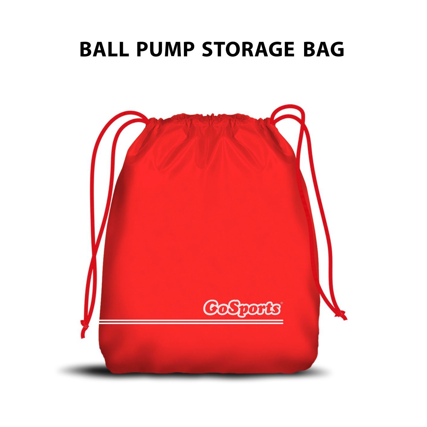 a red bag with the word ' ball pump storage bag '