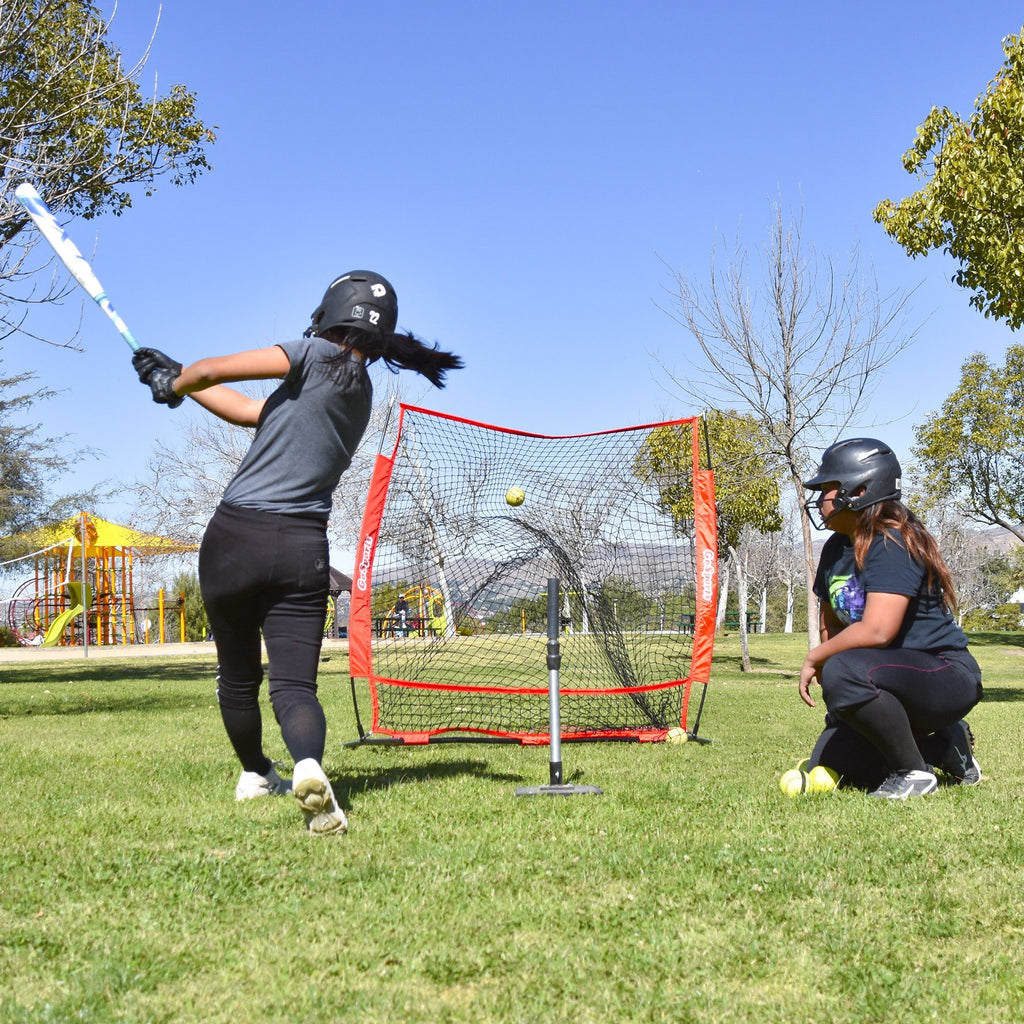 GoSports 5'x5' Baseball & Softball Practice Pitching & Fielding Net with Bow Frame, Carry Bag and Bonus Strike Zone, Great for all Skill Levels Baseball playgosports.com 