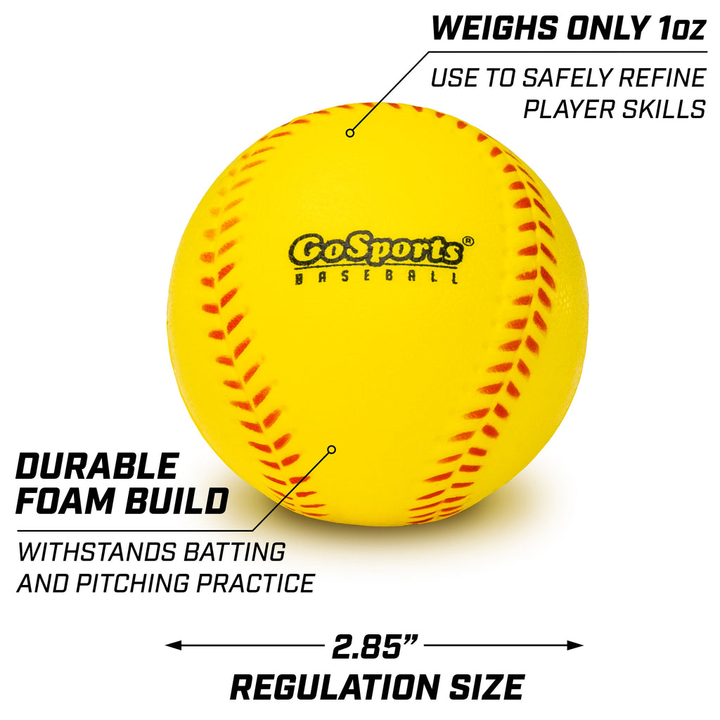 GoSports Foam Training Baseball 12 Pack - Regulation Size Foam Baseballs for Soft & Safe Throwing, Catching and Batting Practice Baseball playgosports.com 
