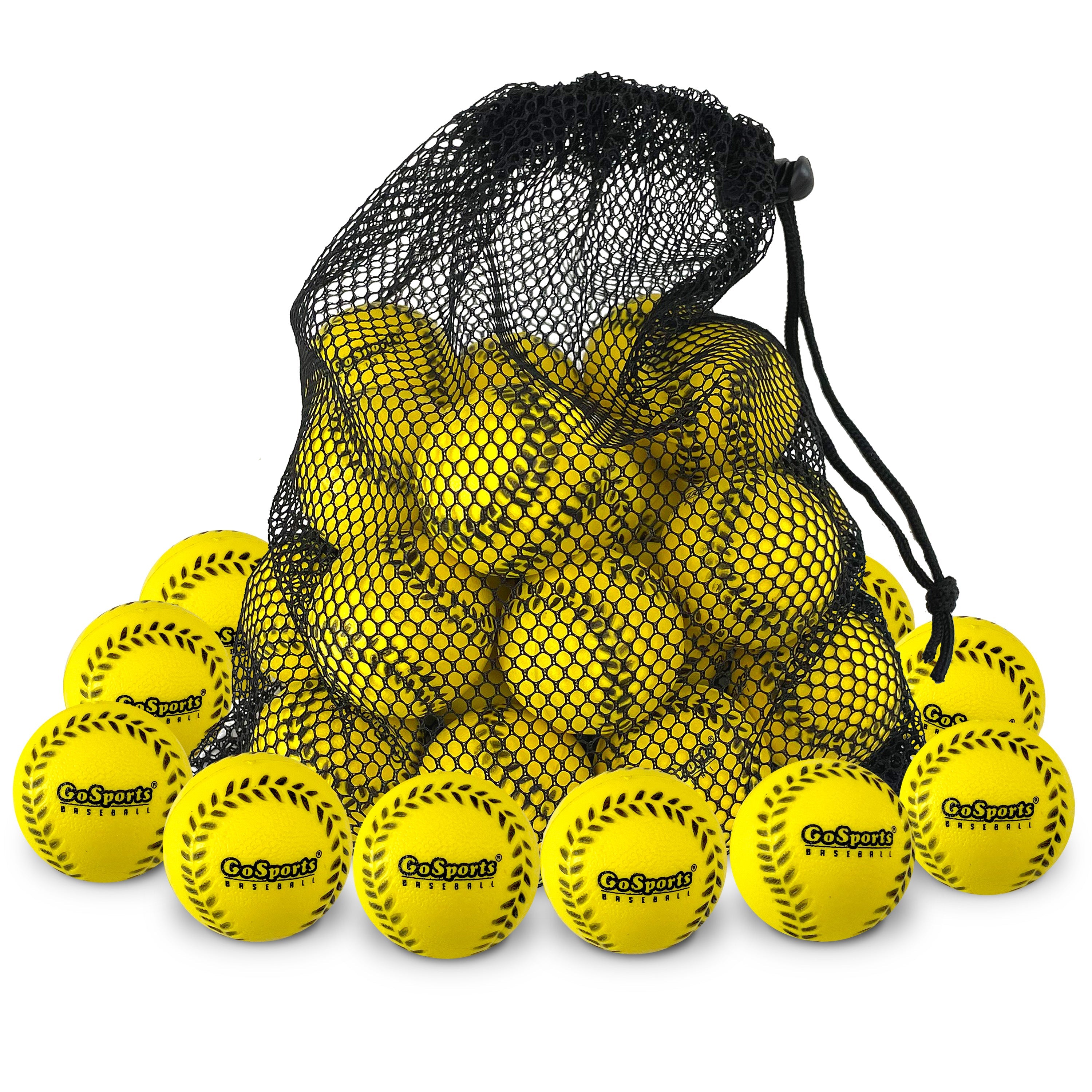 a bag of yellow softballs