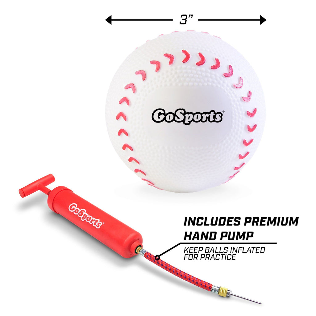 GoSports Rubber Baseball 12 Pack for Kids | Soft & Safe Inflatable Design with Pump | Great for Throwing, Catching and Batting Practice for Beginners Baseball playgosports.com 