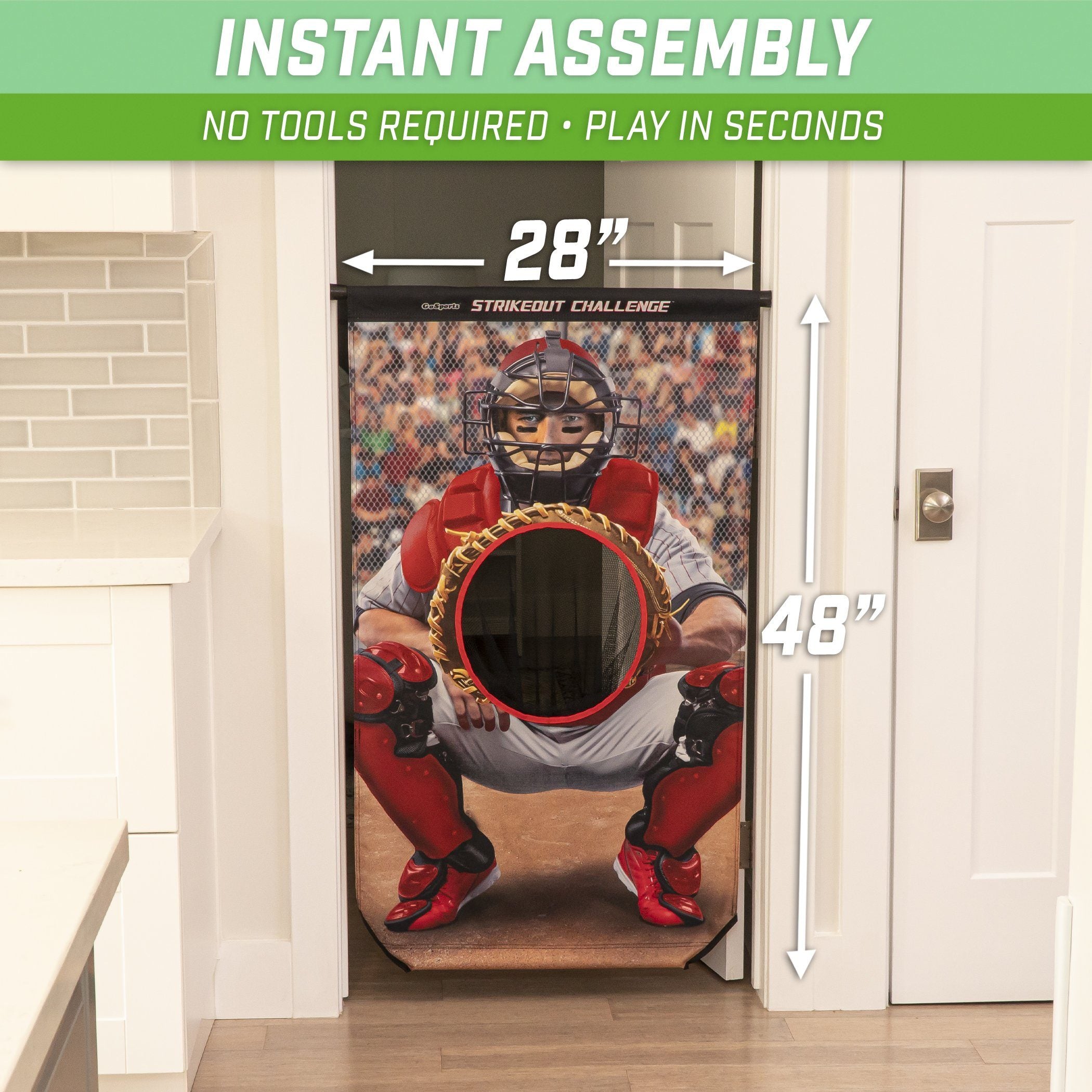 a door with a football player inside it