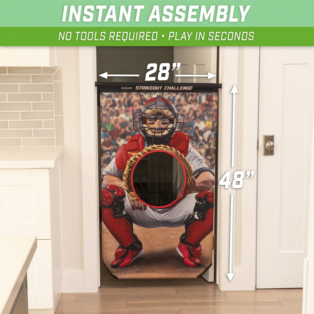 GoSports Strikeout Challenge Baseball Toss Doorway Game | Includes Universal Door Frame Tension Rod and Inflatable Baseballs with Ball Pump Baseball playgosports.com 