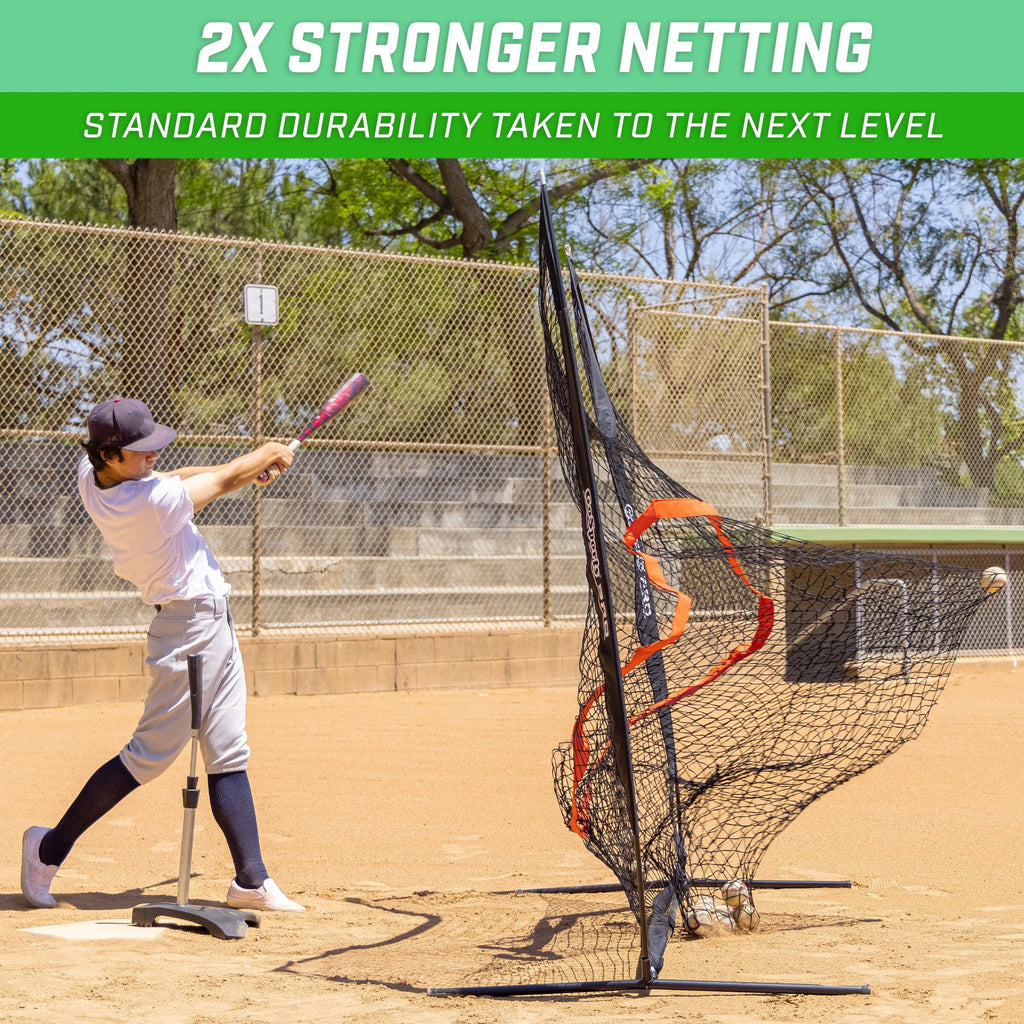 GoSports 7’x7’ PRO Baseball & Softball Practice Hitting & Pitching Net with Bow Type Frame, Carry Case and Bonus Strike Zone, Ultimate Training Net Baseball playgosports.com 