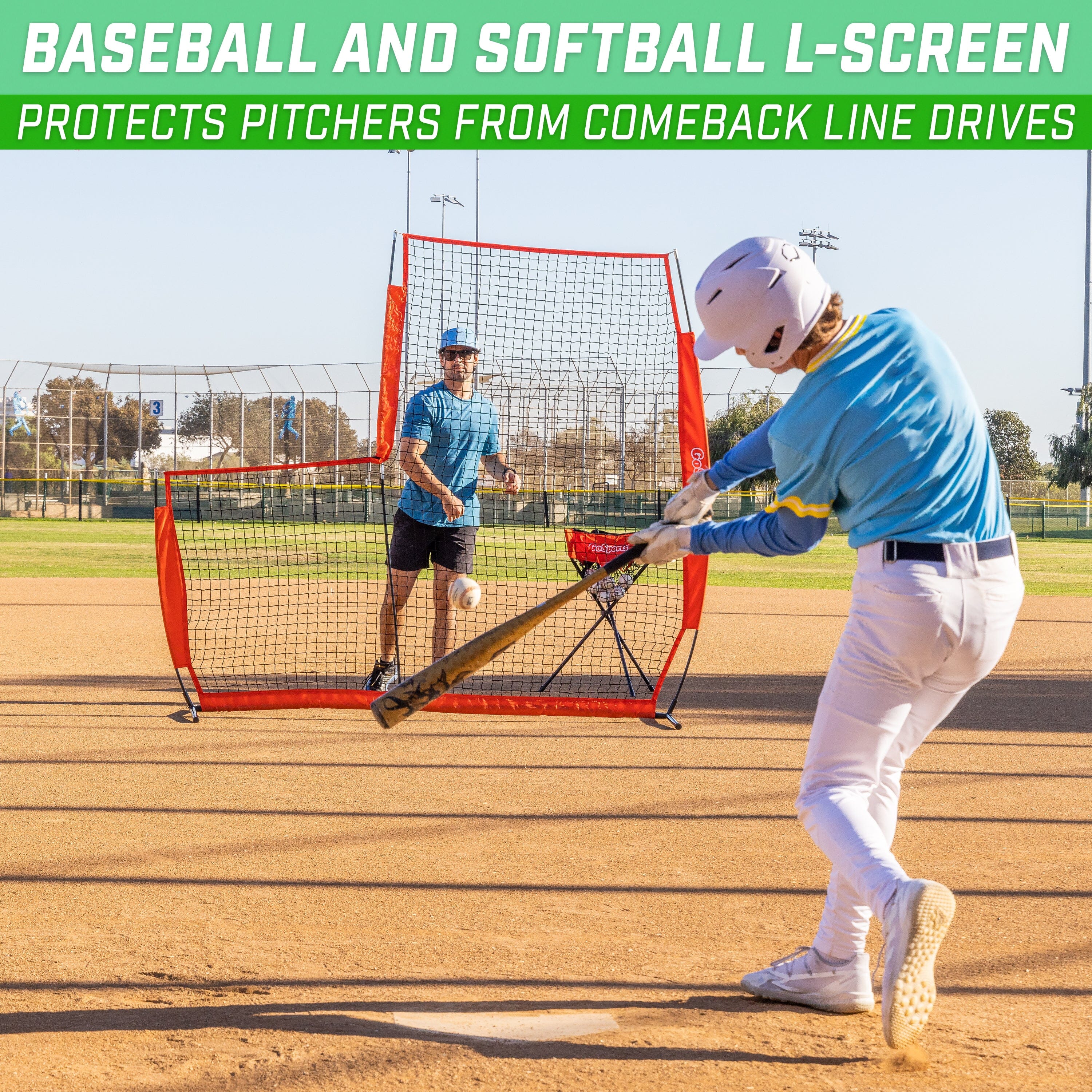 GoSports 7 ft x 7 ft Baseball & Softball L Screen - Pitcher Protection ...