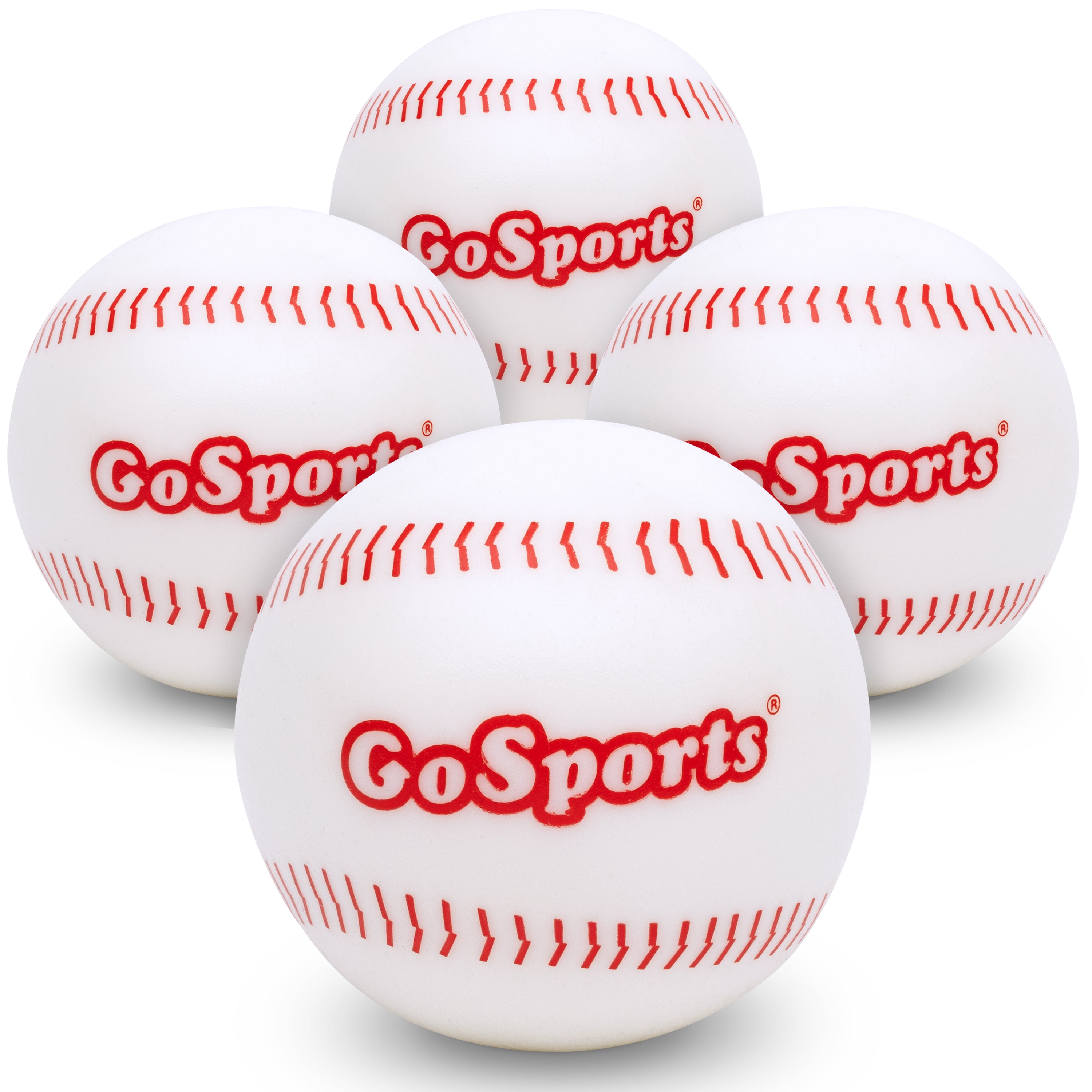 four baseballs with the word gop on them