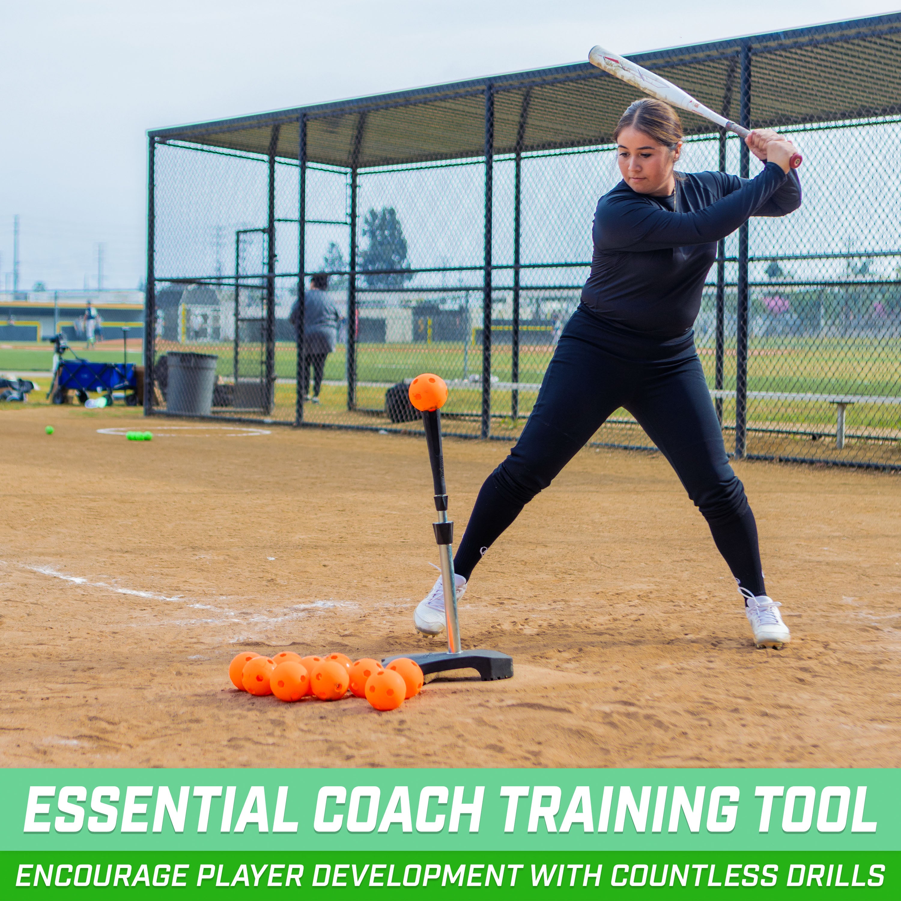 a woman is swinging a bat at a baseball game