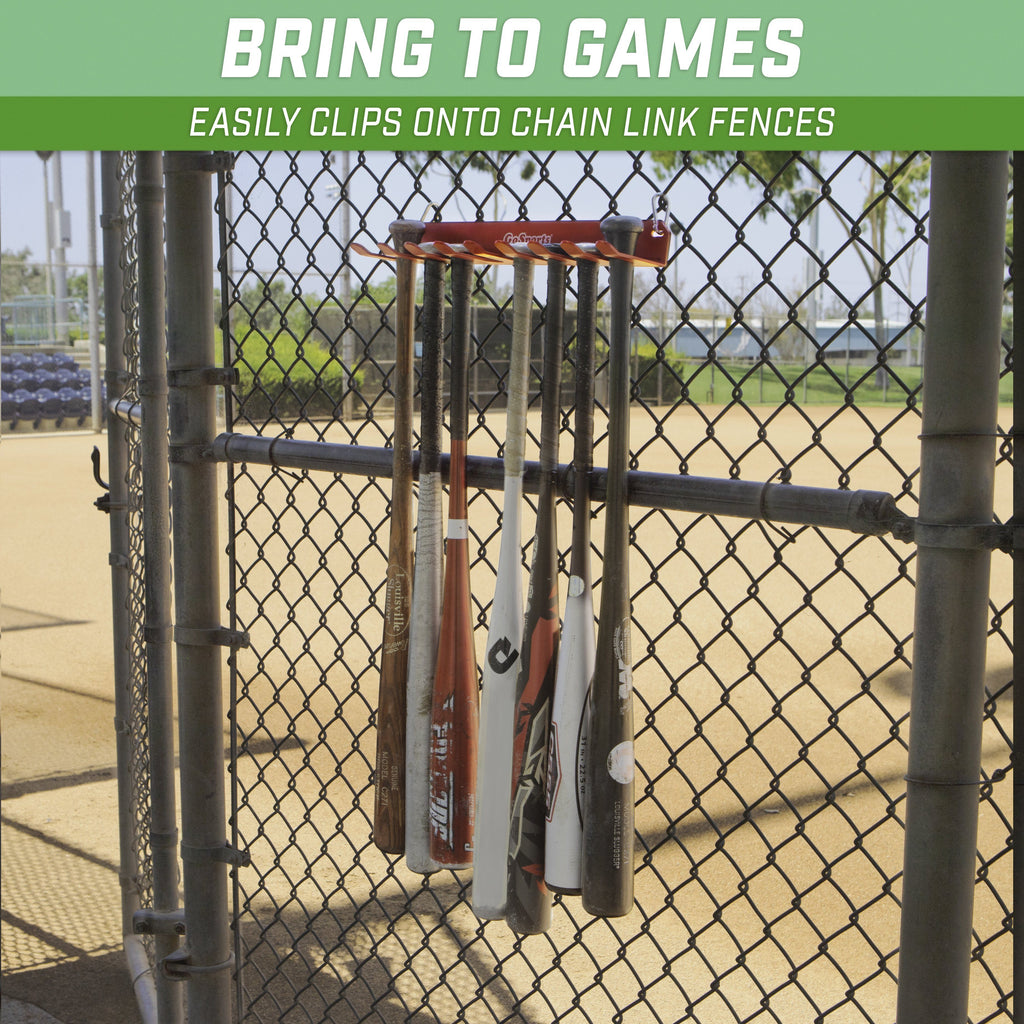 GoSports Baseball & Softball Bat Caddy | Clips onto Dugout Fence or Mounts on Wall | Holds 8 Player Bats Baseball playgosports.com 