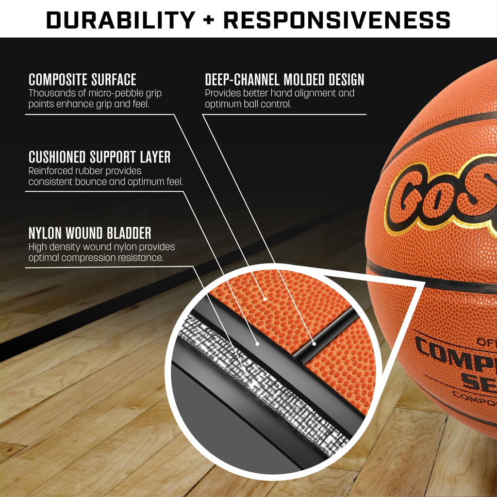 GoSports Indoor Synthetic Leather Competition Basketball with Pump - Size 7 Basketball playgosports.com 