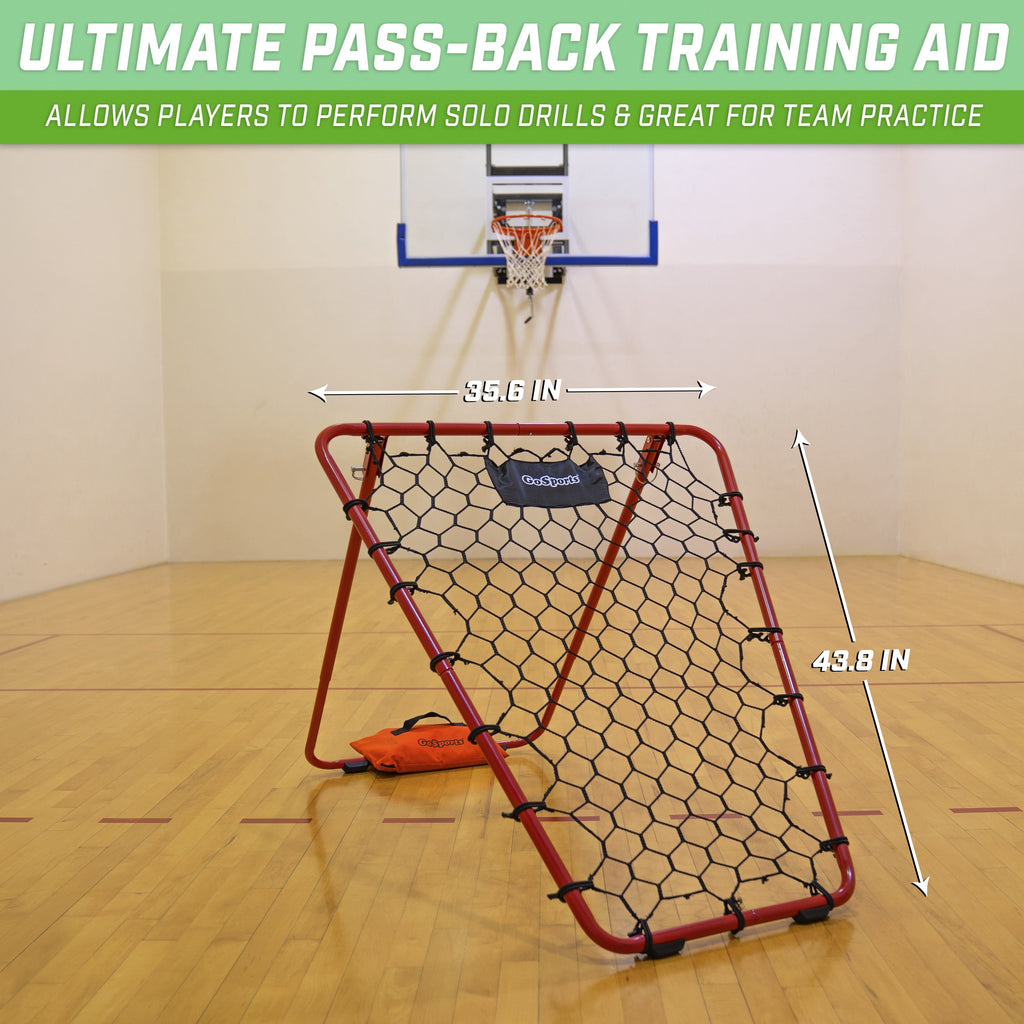 GoSports Basketball Rebounder with Adjustable Frame, Rubber Grip Feet and Sandbags | Portable Pass Back Training Aid Basketball playgosports.com 