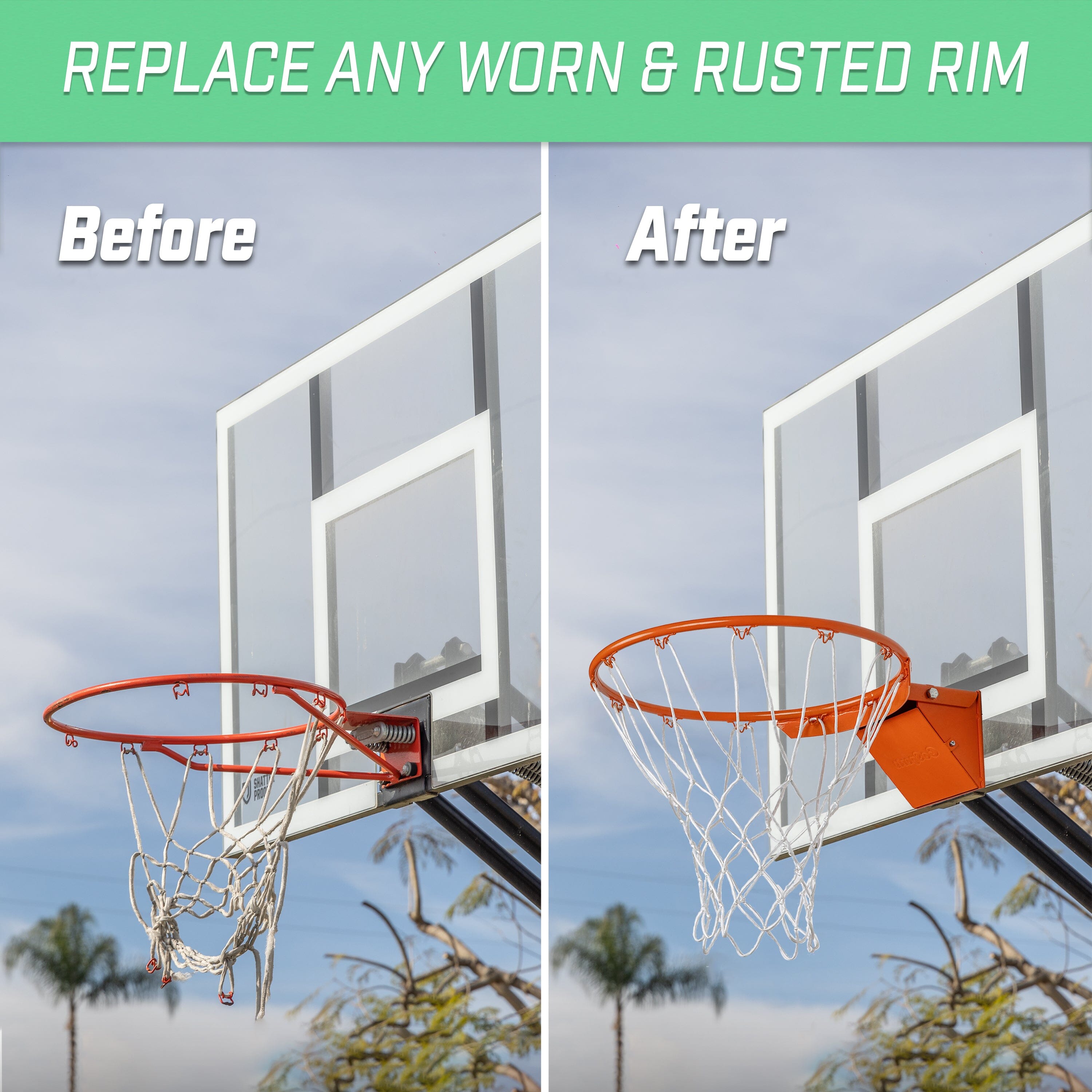 a basketball hoop with a basketball ball in the hoop