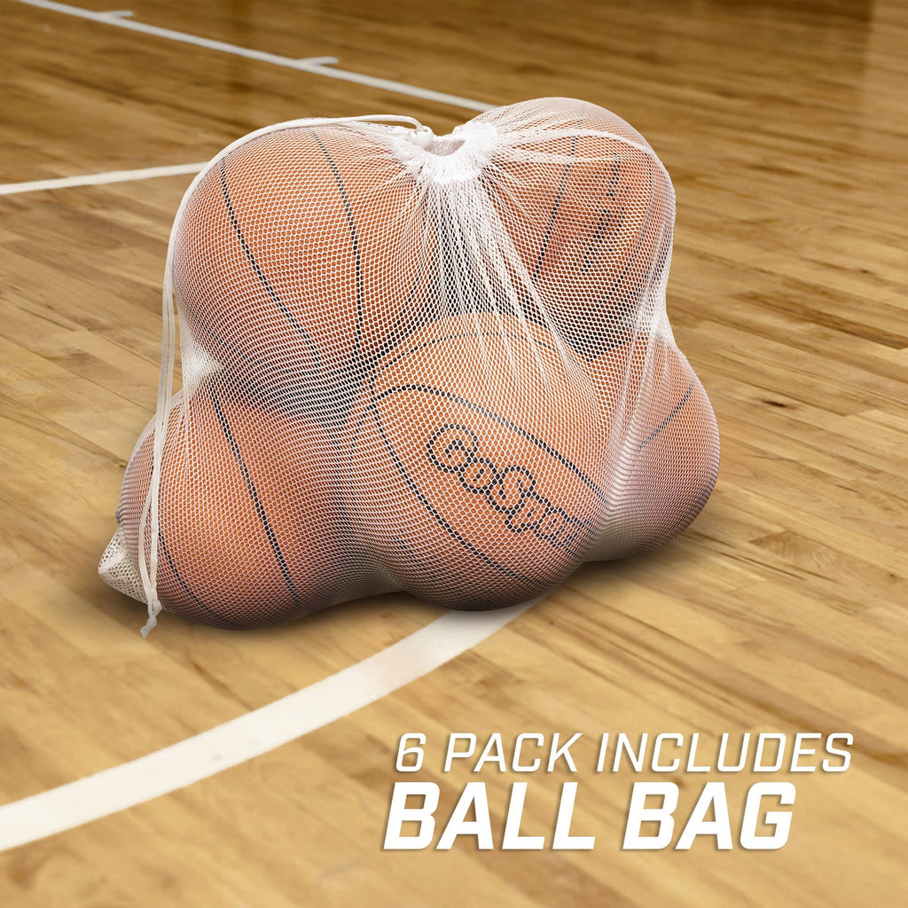 GoSports 6 Pack Indoor / Outdoor Rubber Basketball Size 7 with Pump & Carrying Bag Basketball playgosports.com 