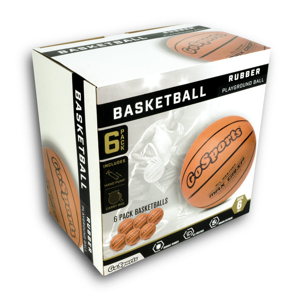 GoSports Indoor / Outdoor Rubber Basketballs - Six Pack of Size 6 Balls with Pump & Carrying Bag Basketball playgosports.com 