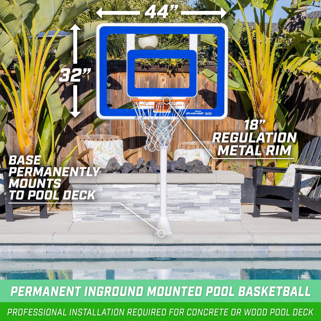 GoSports Deck-Mounted Splash Hoop ELITE Pool Basketball Game - Adjustable Height Basketball playgosports.com 
