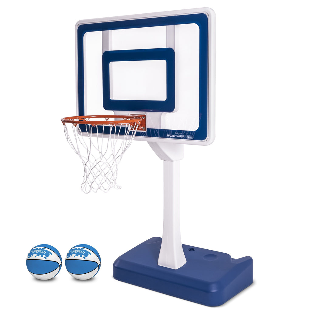 GoSports Splash Hoop ELITE Swimming Pool Basketball Hoop; Huge 44” x 32” Pro Style Backboard with Steel Rim and Weighted Base, Includes 2 Water Basketballs and Pump, Adjustable Height Basketball playgosports.com 