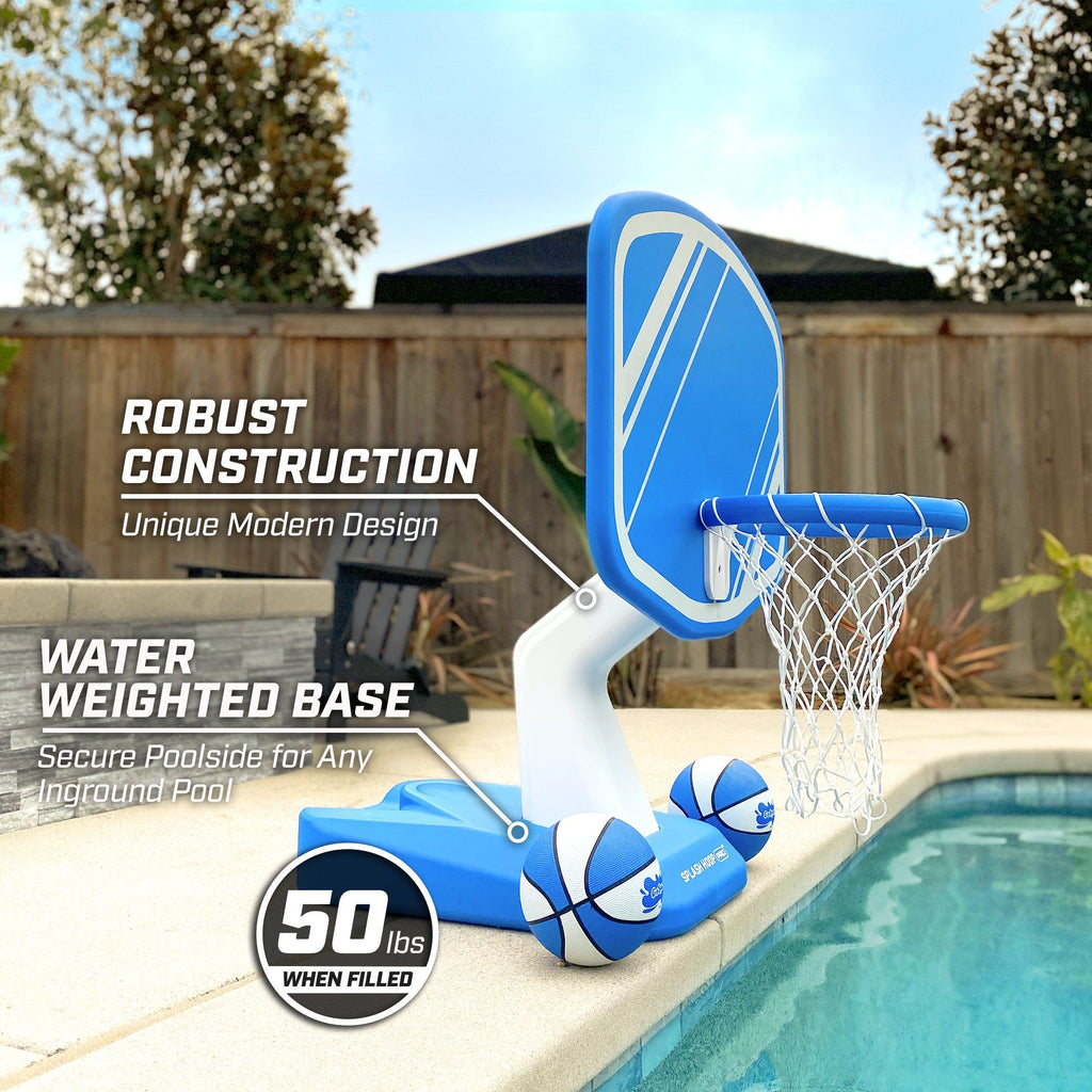 GoSports Splash Hoop PRO Poolside Basketball Game | Includes Hoop, 2 Balls and Pump, Blue Pool Toy playgosports.com 