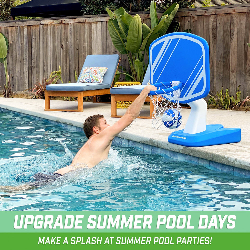 GoSports Splash Hoop PRO Poolside Basketball Game | Includes Hoop, 2 Balls and Pump, Blue Pool Toy playgosports.com 