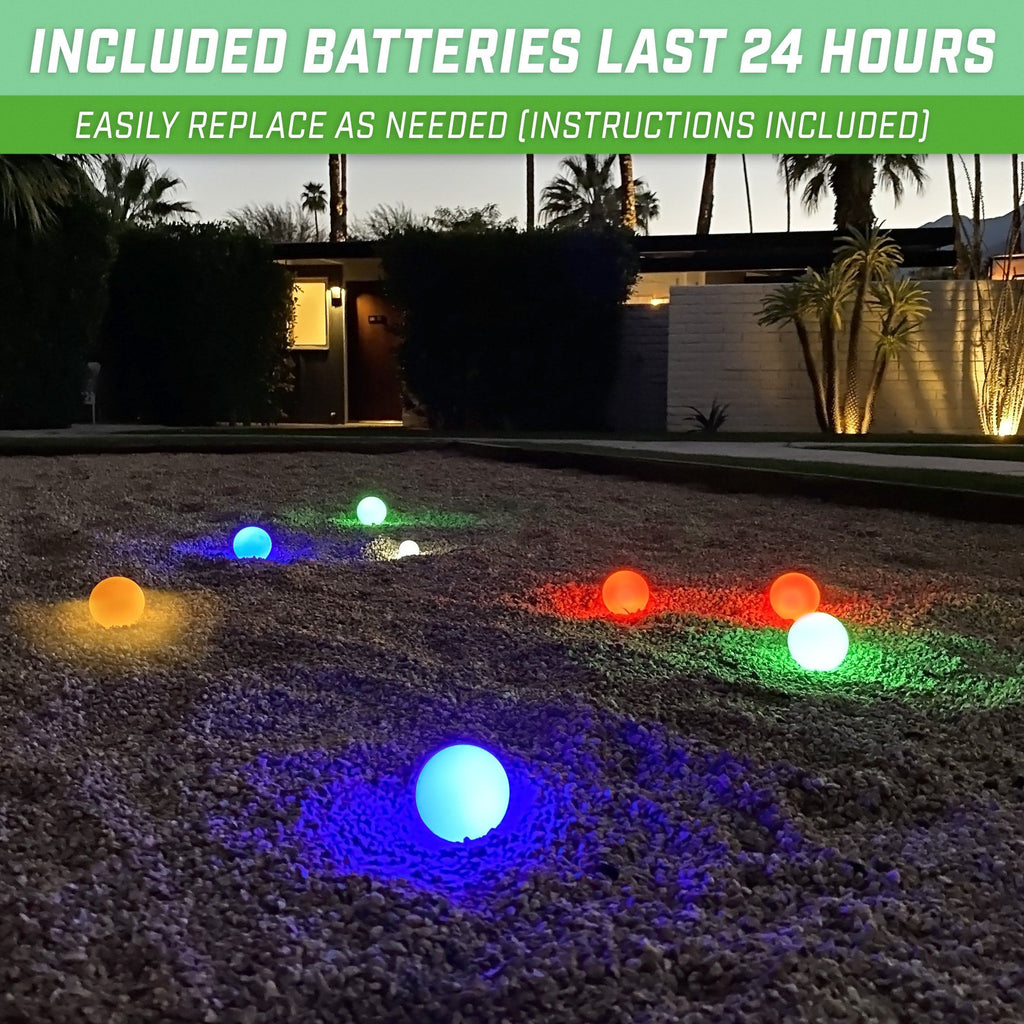 GoSports 85mm LED Bocce Ball Game Set - Includes 8 Light Up Bocce Balls (8.5oz each), Pallino, Case and Measuring Rope Bocce playgosports.com 