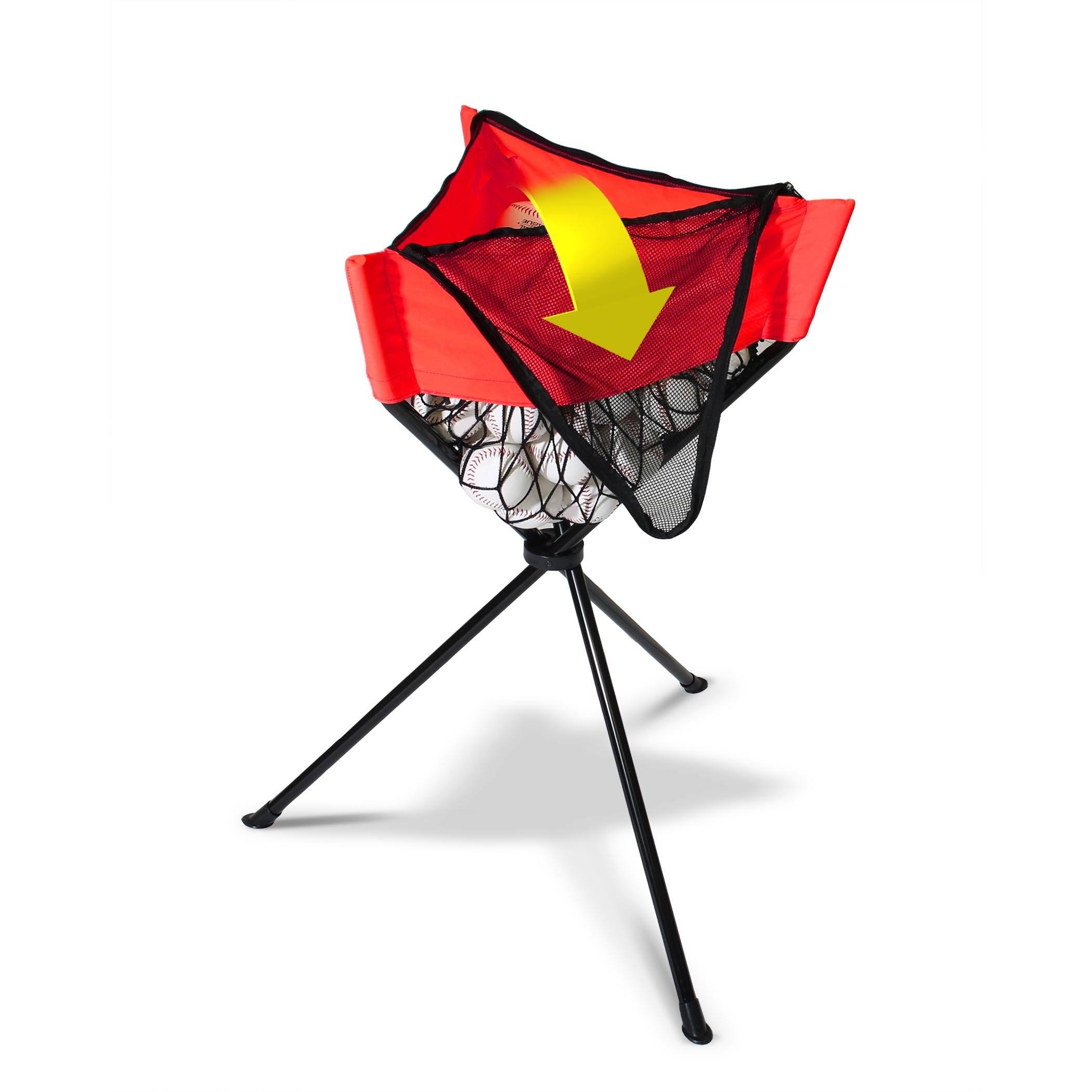a red and yellow umbrella on a black stand