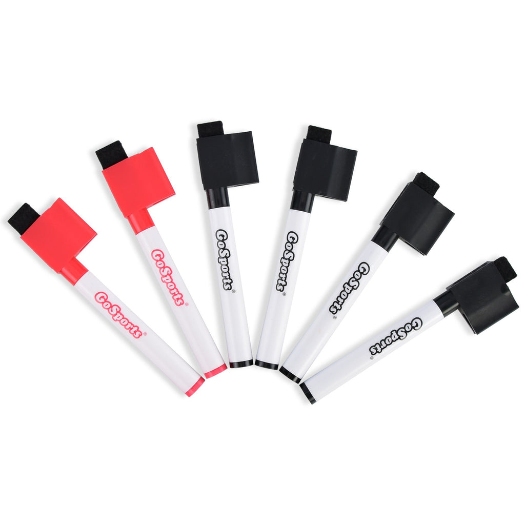 GoSports 6 Pack Coaches Board Dry Eraser Markers| Includes 4 Black Pens & 2 Red Coaches Board playgosports.com 