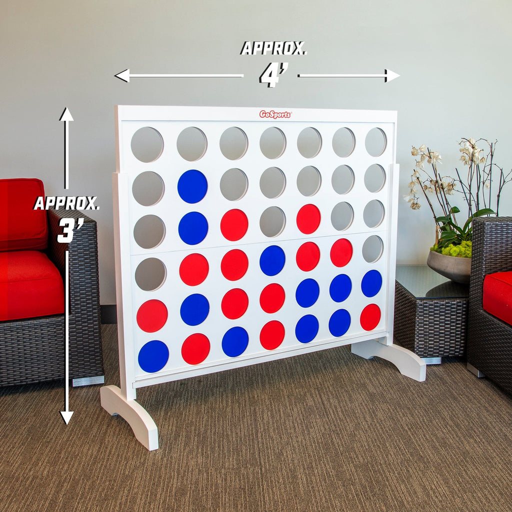 GoSports 4 ft Wide Portable 4-in-a-Row Game - White 4 in a Row playgosports.com 