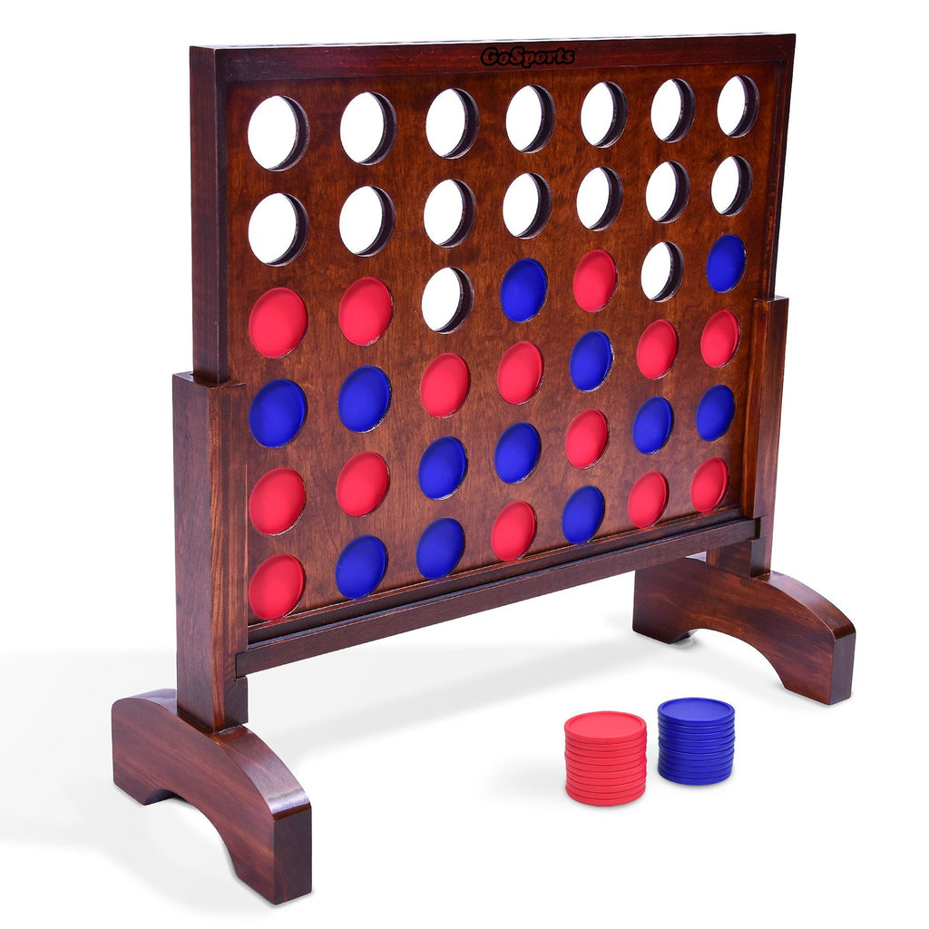 GoSports Giant Dark Wood Stain 4 in a Row Backyard Game – 2 Foot Width – With Connect Coins, Portable Case and Rules 4 in a Row playgosports.com 