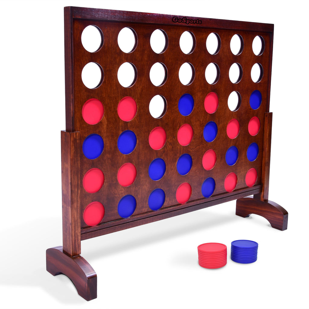 GoSports Giant Dark Wood Stain 4 in a Row Backyard Game – 3 Foot Width – With Connect Coins, Portable Case and Rules 4 in a Row playgosports.com 
