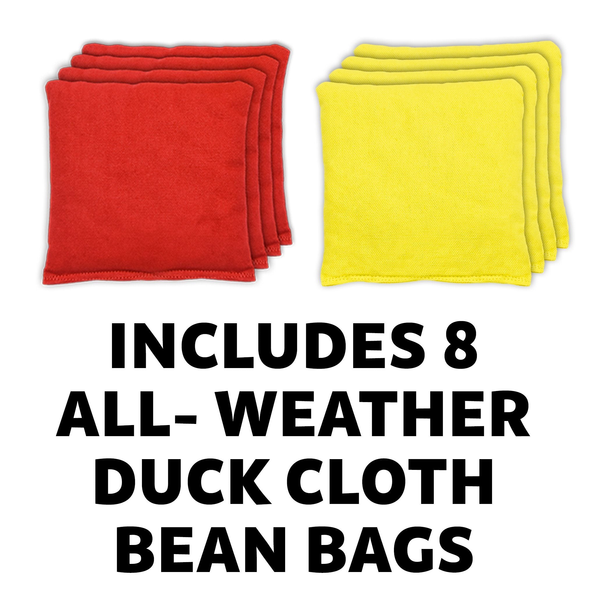 a red and yellow towel with the words, includes 8 all weather cloths