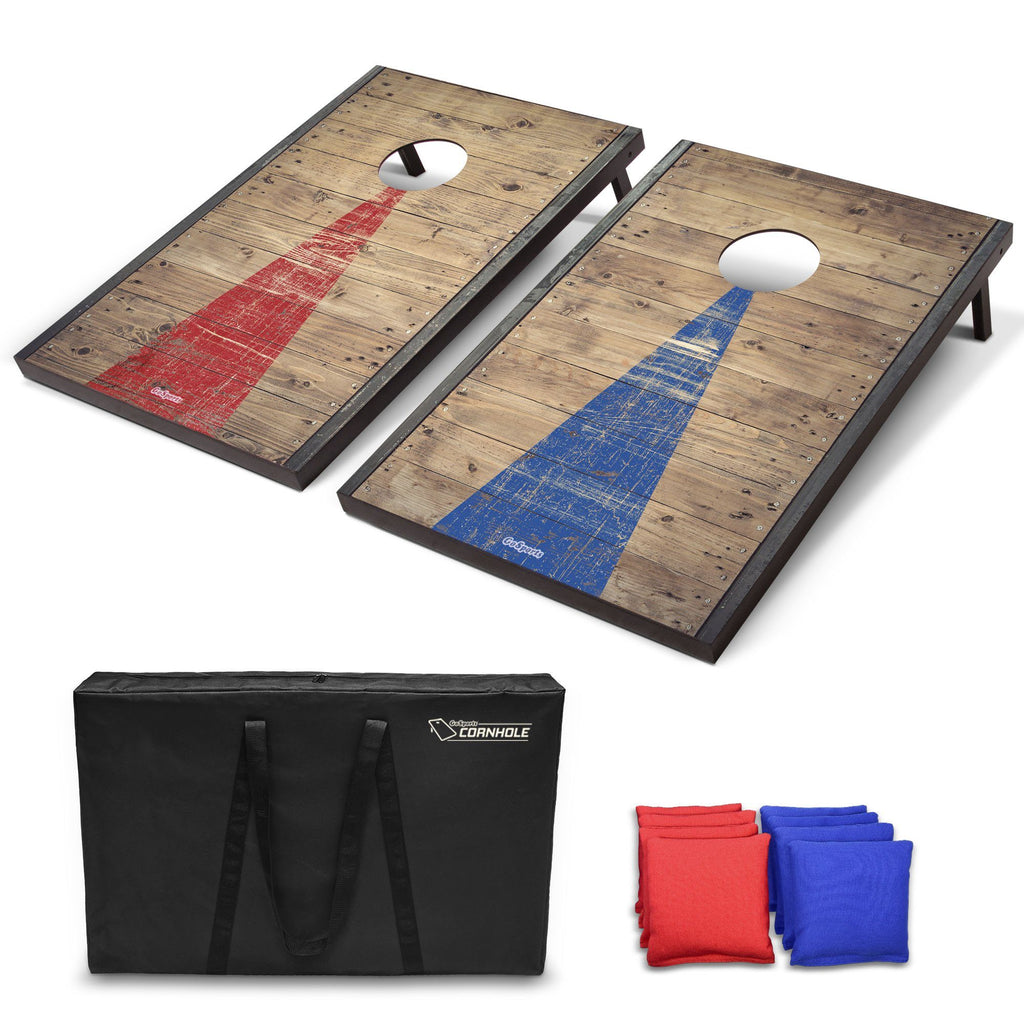 GoSports Classic Cornhole Set with Rustic Wood Finish | Includes 8 Bags, Carry Case and Rules Cornhole playgosports.com 