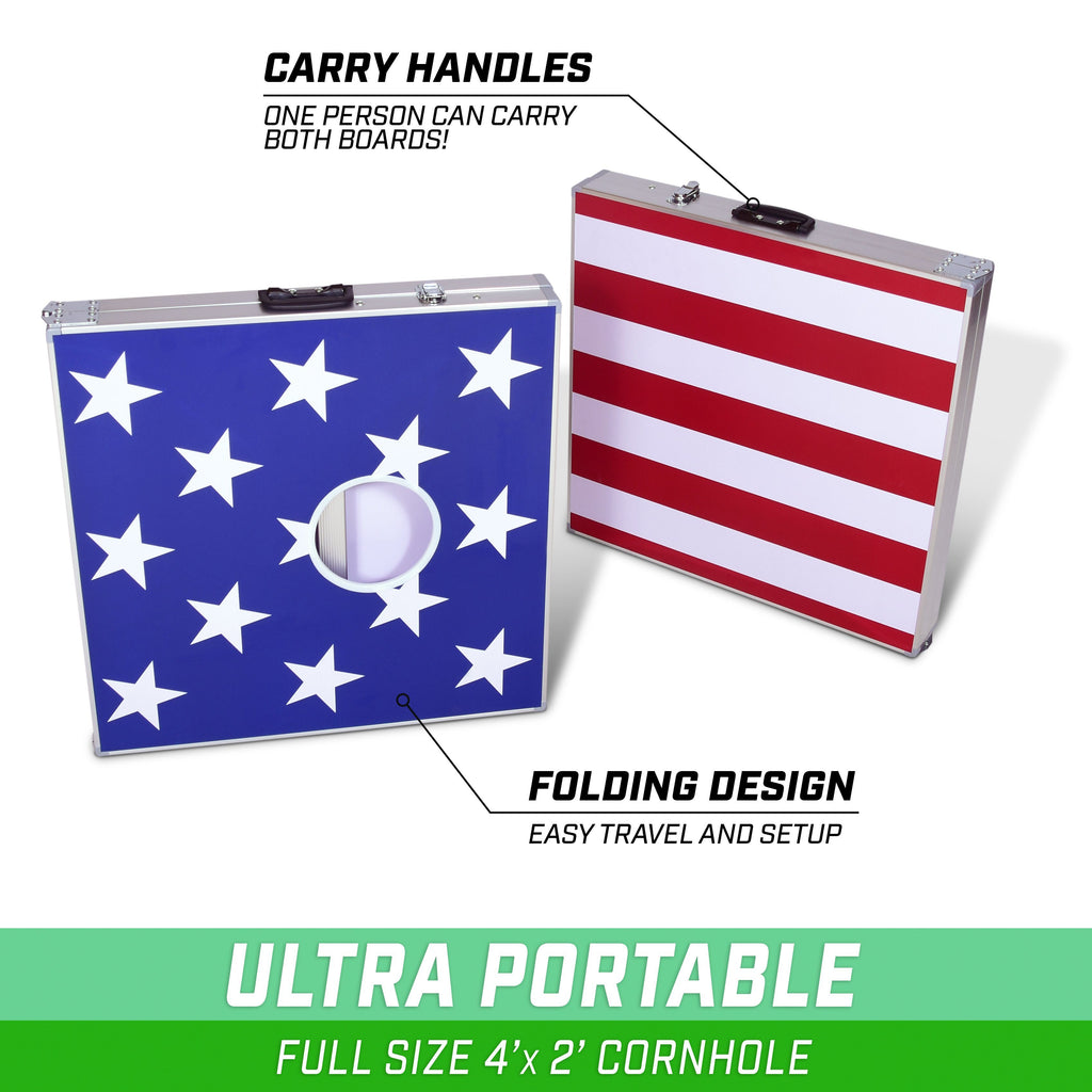 GoSports Cornhole PRO Regulation Size Bean Bag Toss Game Set | American Flag Design Cornhole playgosports.com 