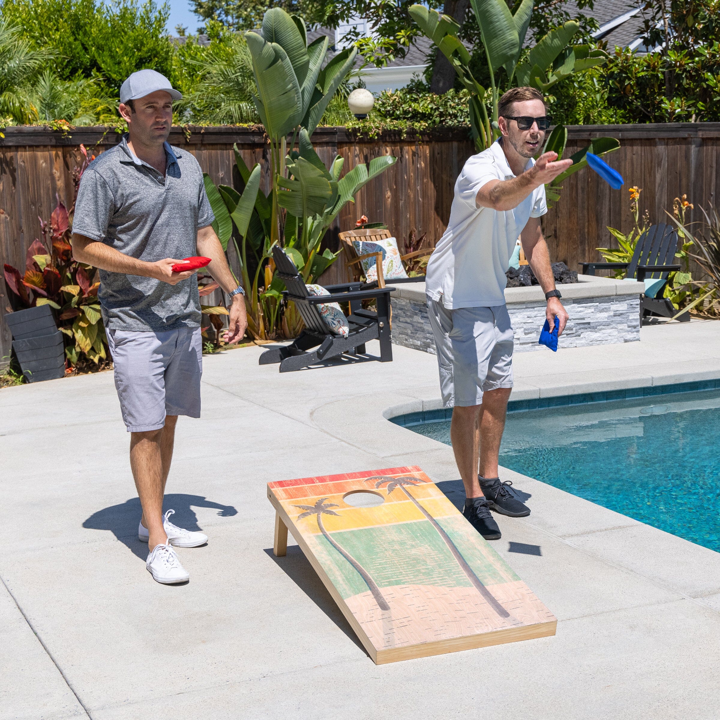 two men playing a game of corn corn