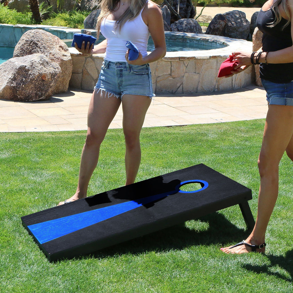 GoSports Dark Regulation Size Solid Wood Cornhole Set - Includes Two 4' x 2' Boards, 8 Bean Bags, Carrying Case and Game Rules Cornhole playgosports.com 