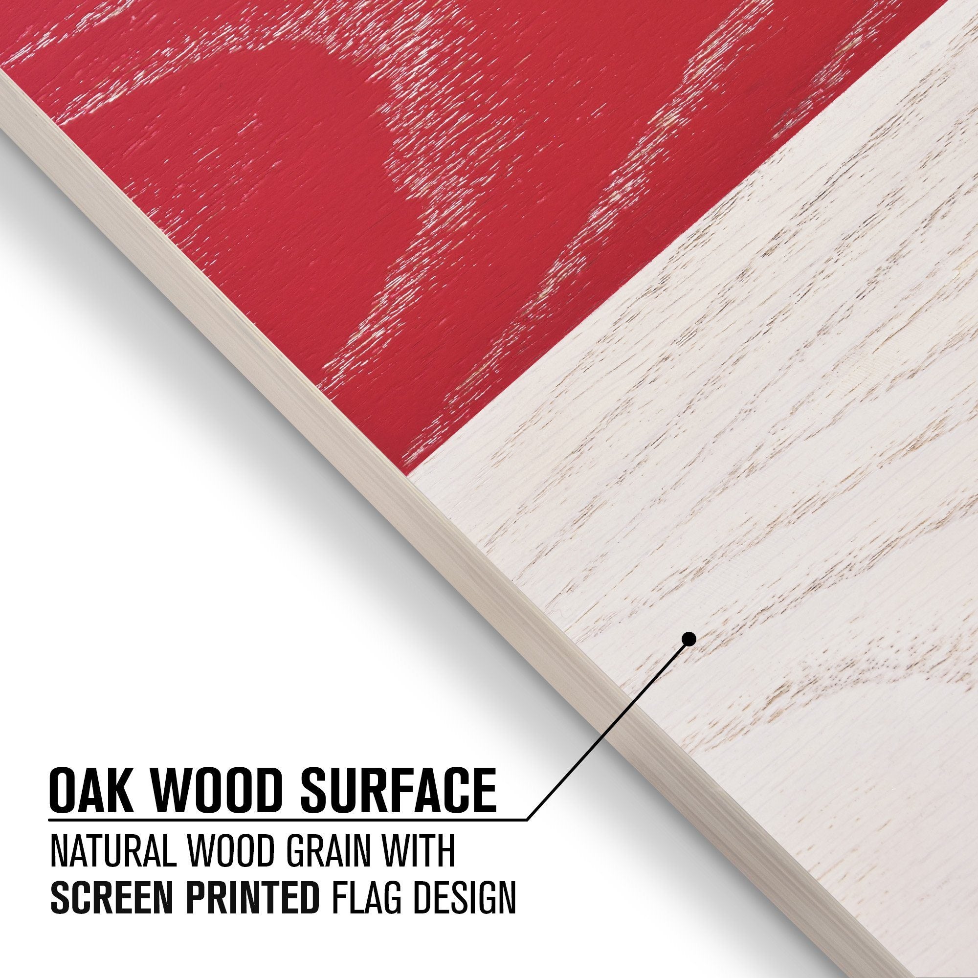 oak wood surface with red paint