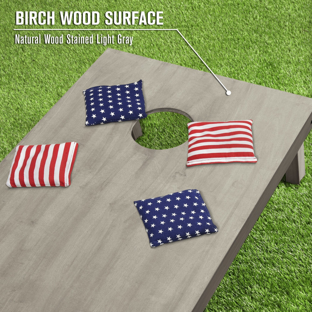GoSports 4'x2' Regulation Size Wooden Cornhole Set with Gray Finish - Includes Carrying Case and America Bean Bags Set Cornhole playgosports.com 
