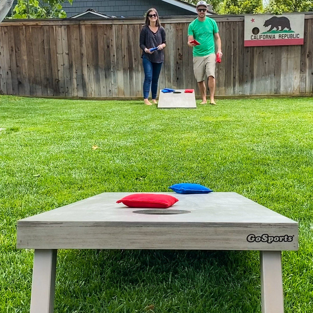 GoSports 4'x2' Gray Stained Regulation Size Wooden Cornhole Boards Set - Includes Carrying Case, Full Regulation Size Bean Bag Toss Boards Cornhole playgosports.com 