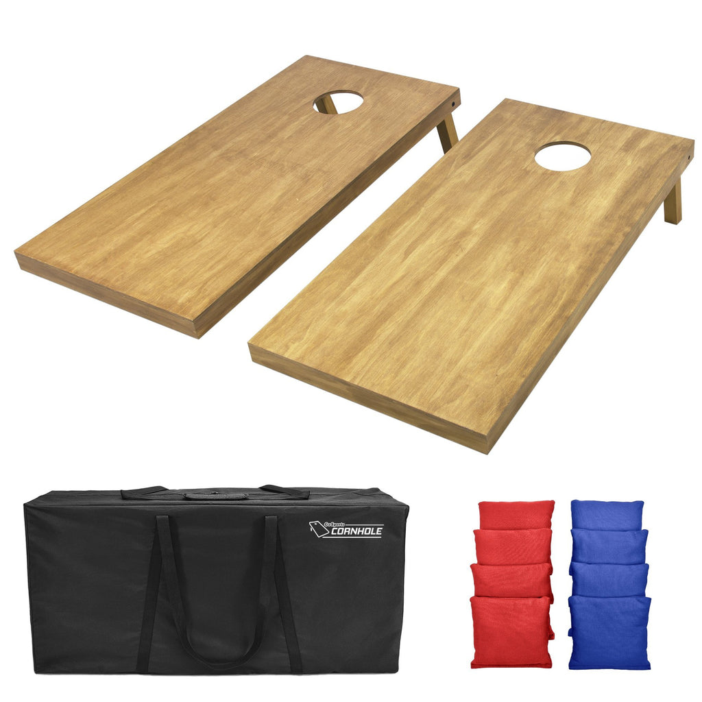 GoSports 4'x2' Regulation Size Wooden Cornhole Set with Light Brown Finish - Includes Carrying Case and Red and Blue Bean Bags Set Cornhole playgosports.com 