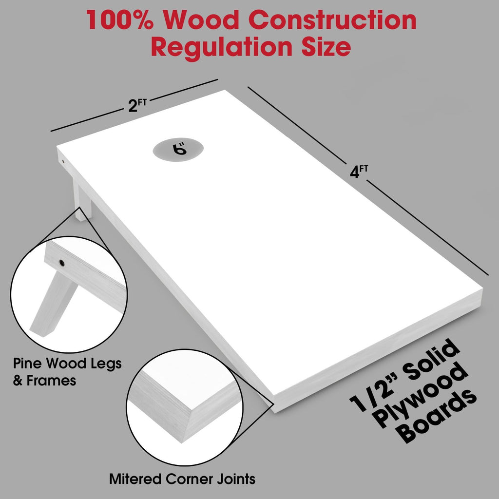 GoSports 4'x2' White Regulation Size Wooden Cornhole Boards Set - Includes Carrying Case Cornhole playgosports.com 