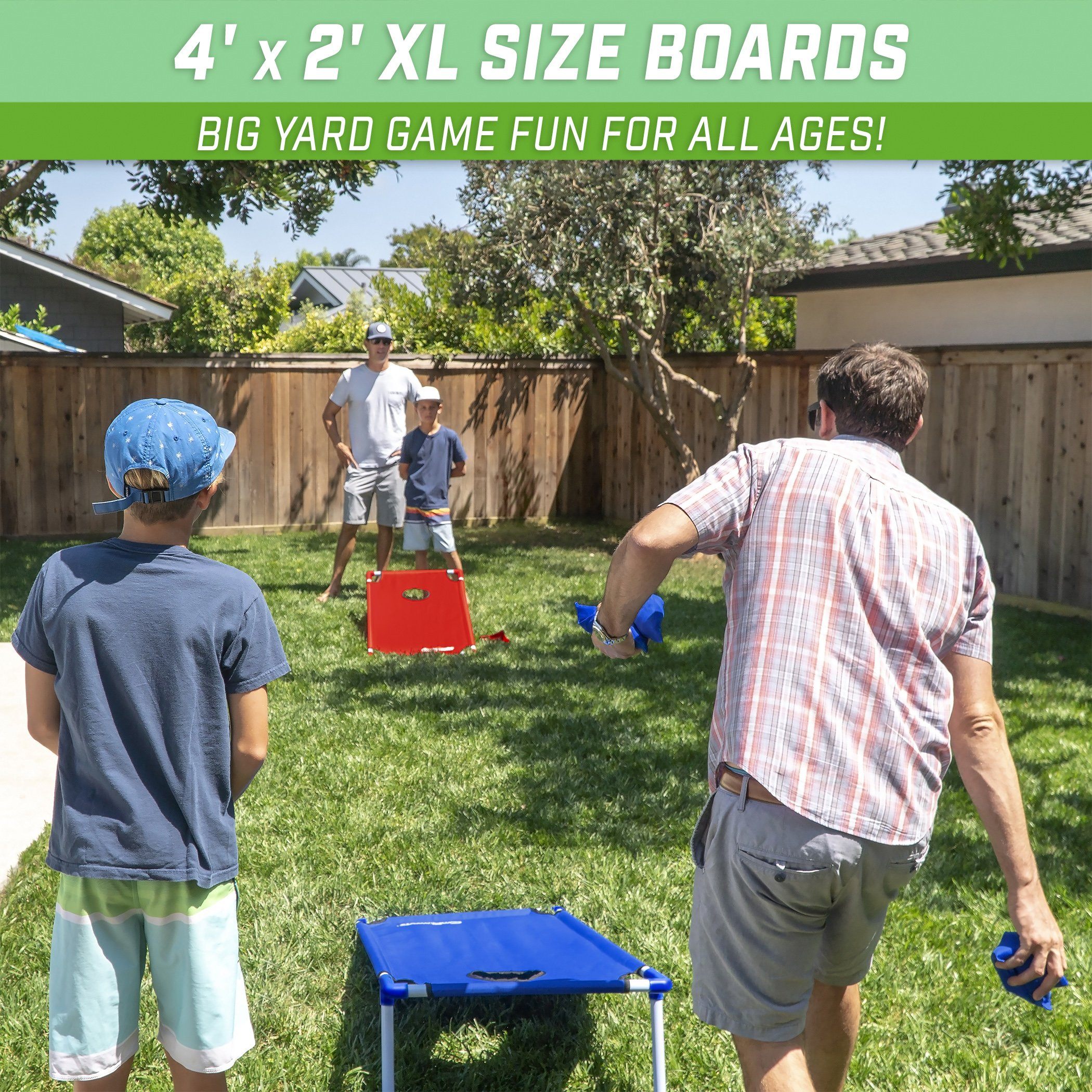 a family playing with a backyard game